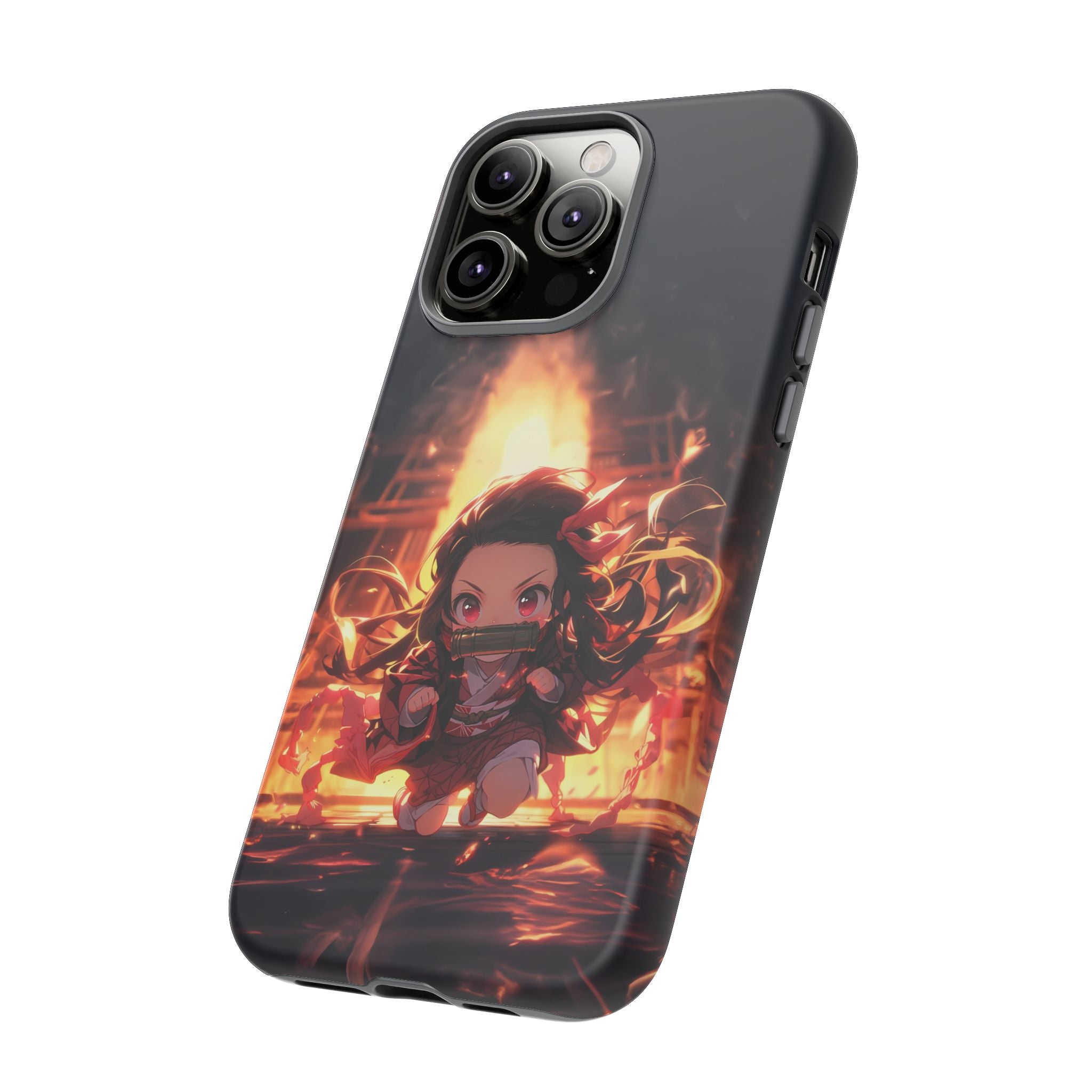 Chibi Nezuko Kamado Tough Phone Case – Anime Protective Case for iPhone & Samsung, UV Resistant, Durable & Stylish