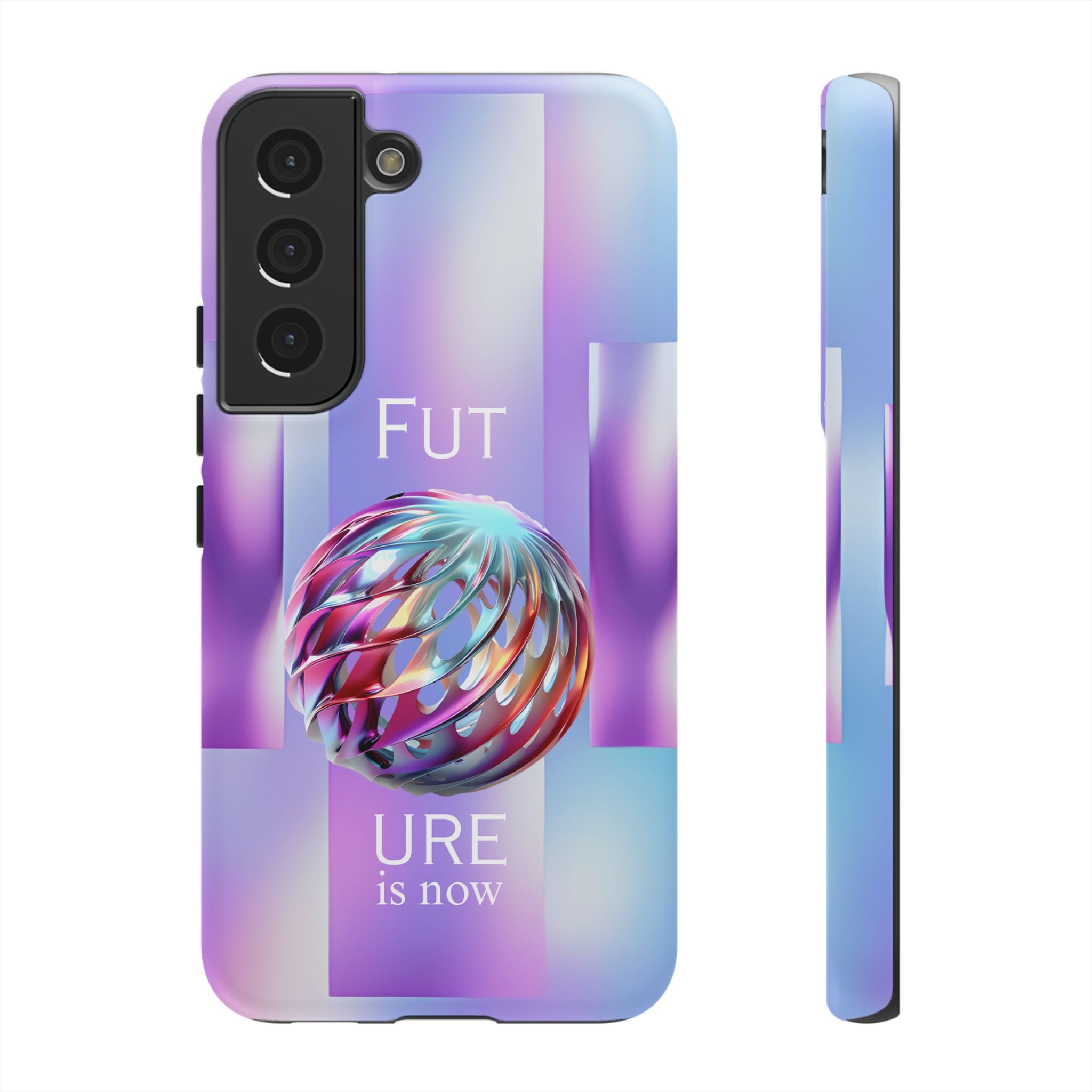 Futuristic Gradient Tough Case – 'Future is Now' 3D Design | Shockproof & UV Protected