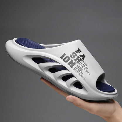 Sandals Slippers Men's New Summer Outdoor Sports Casual Casual Shit Feeling Men's Outdoor Soft Bottom Beach Slippers Gray And Blue