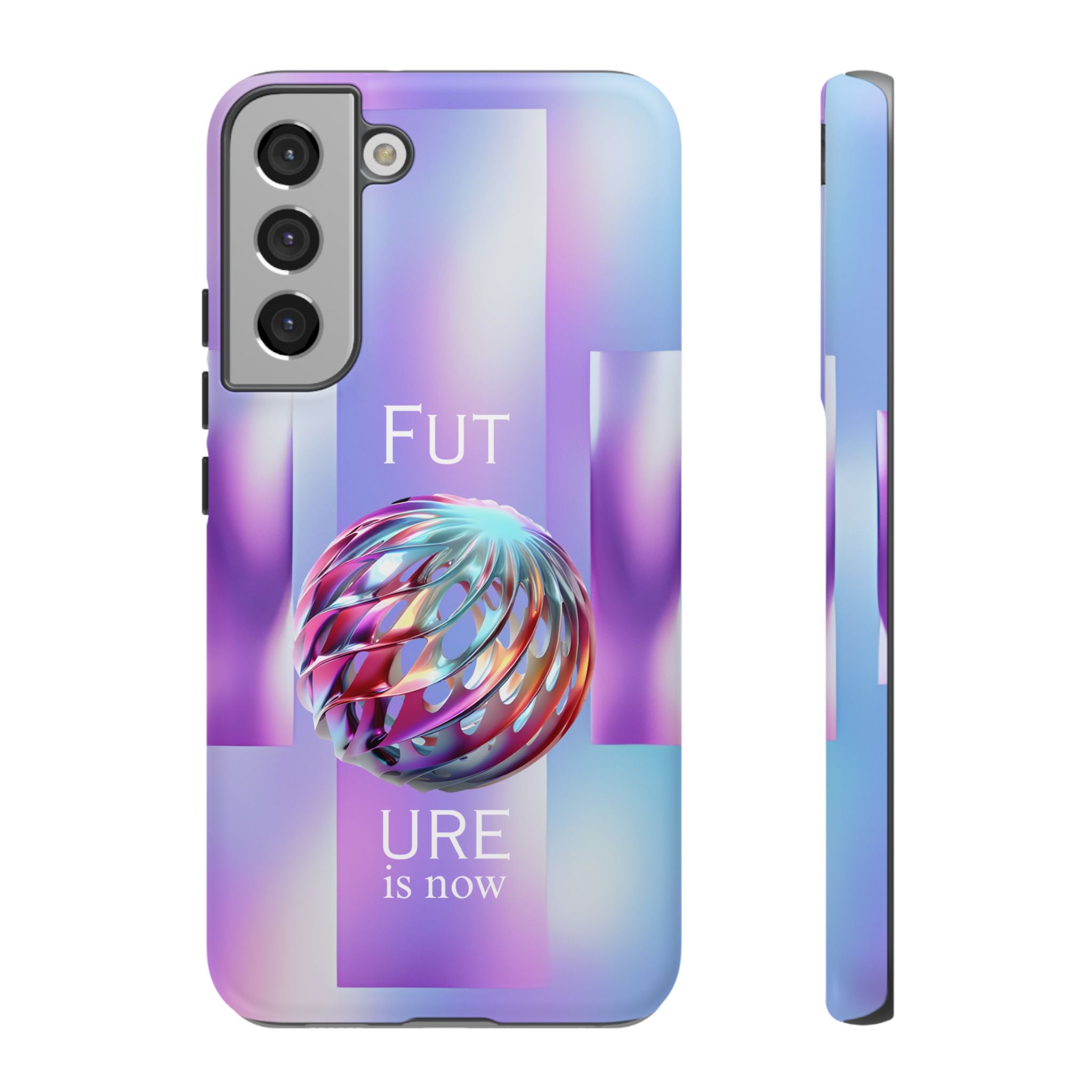 Futuristic Gradient Tough Case – 'Future is Now' 3D Design | Shockproof & UV Protected