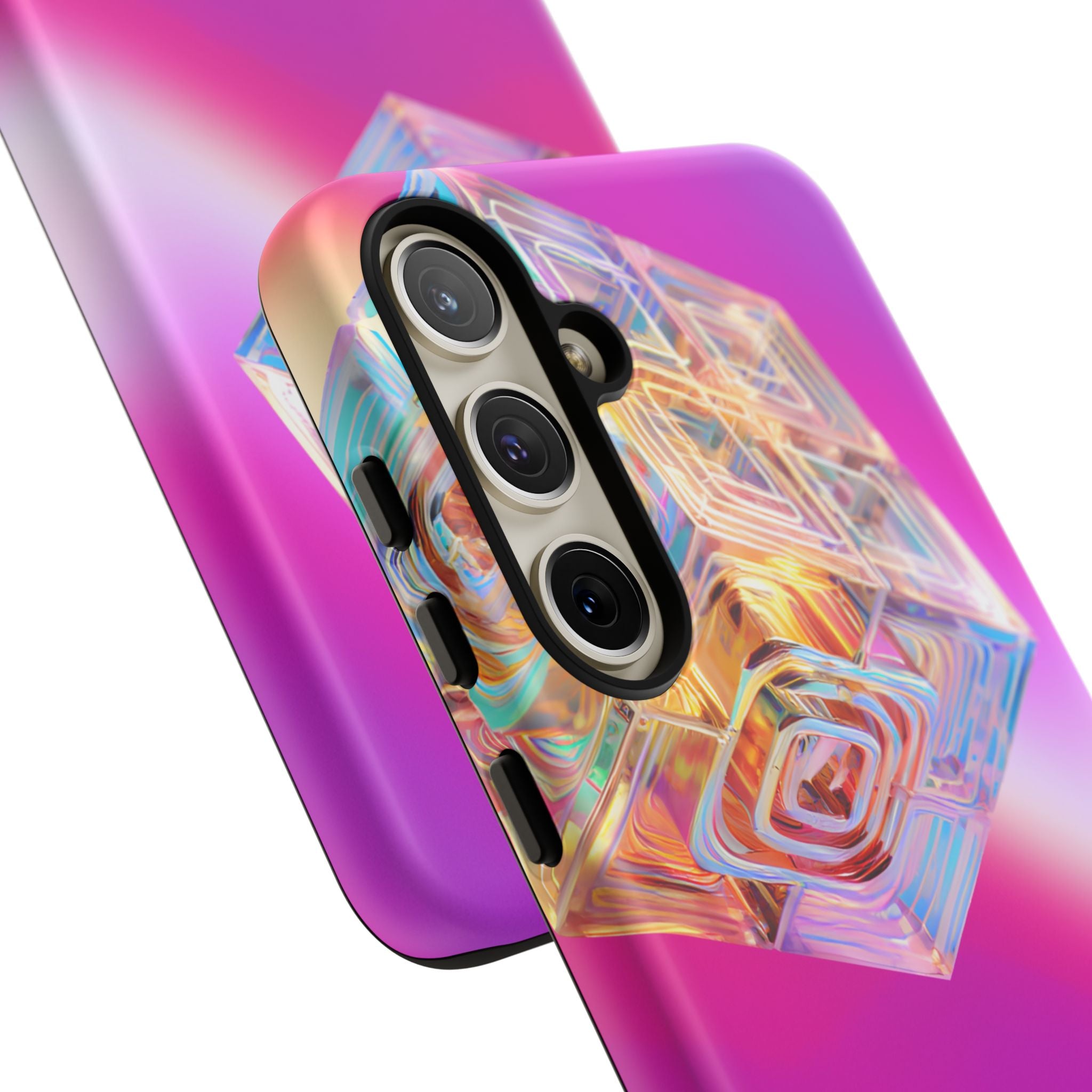 Vibrant 3D Cube Phone Case - Colorful Gradient Art for iPhone, Samsung & Pixel