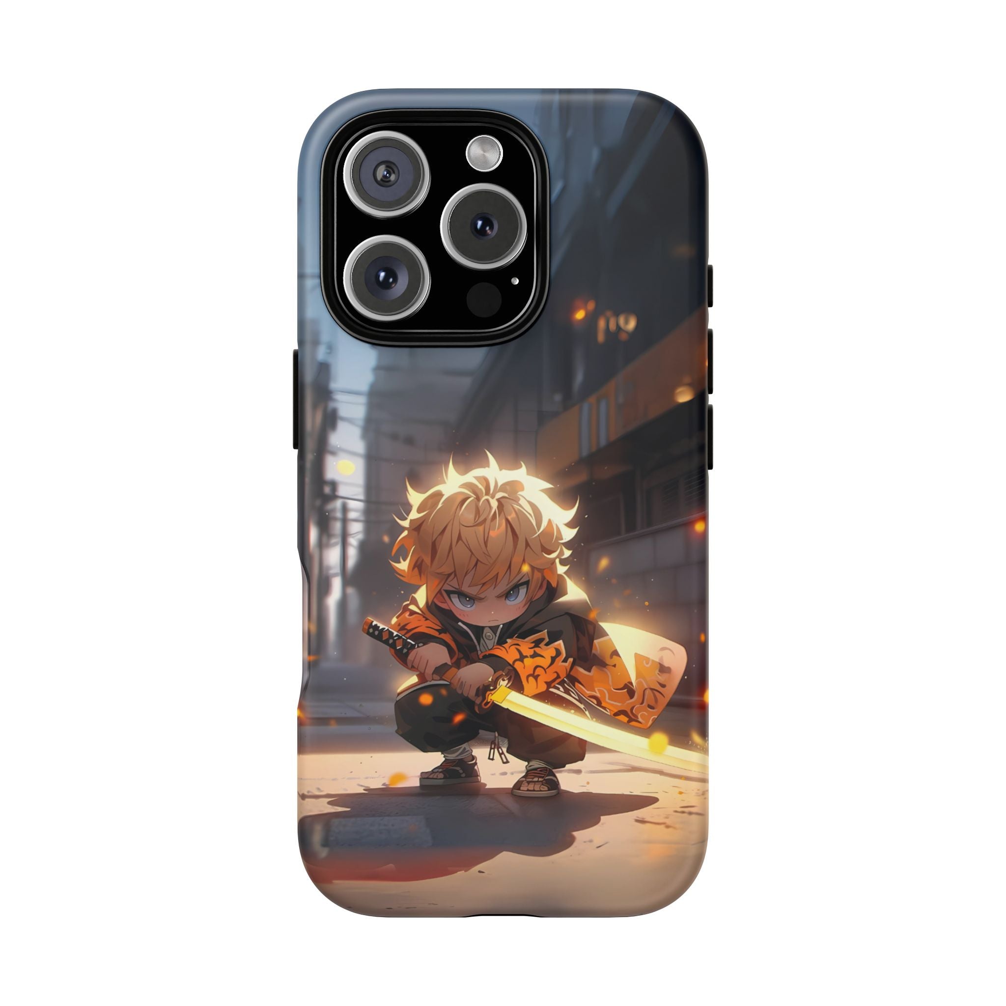 Chibi Zenitsu Lightning Tough Phone Case – Anime Protective Case for iPhone & Samsung, UV Resistant, Durable & Stylish