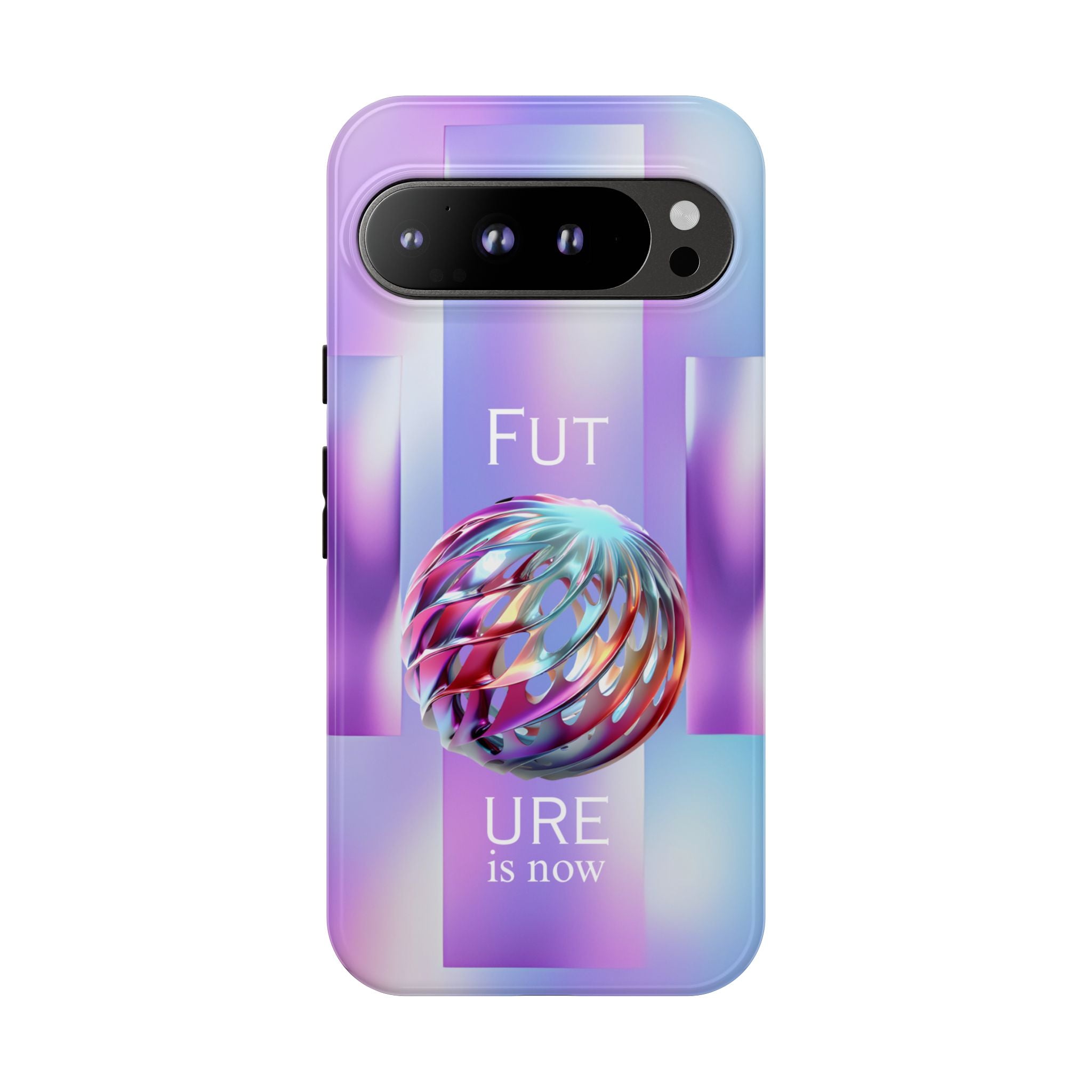 Futuristic Gradient Tough Case – 'Future is Now' 3D Design | Shockproof & UV Protected