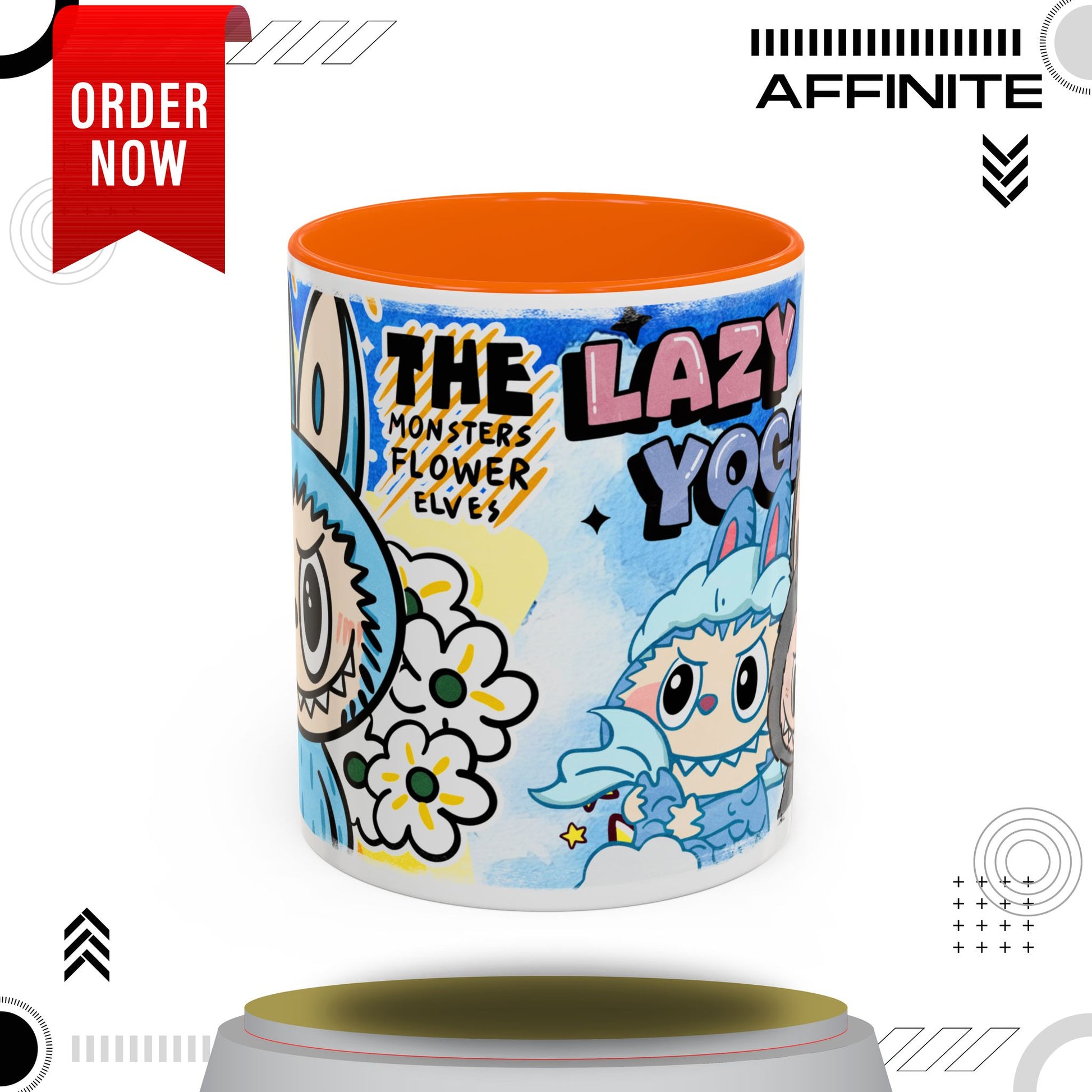 Mug Lazy Yoga Monsters Coffee Mug - Fun Accent Mug for Yoga Lovers 11oz Orange