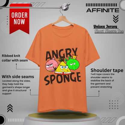 T-Shirt Angry Sponge T-Shirt - Funny Graphic Tee for Gamers (Unisex Cotton) Burnt Orange
