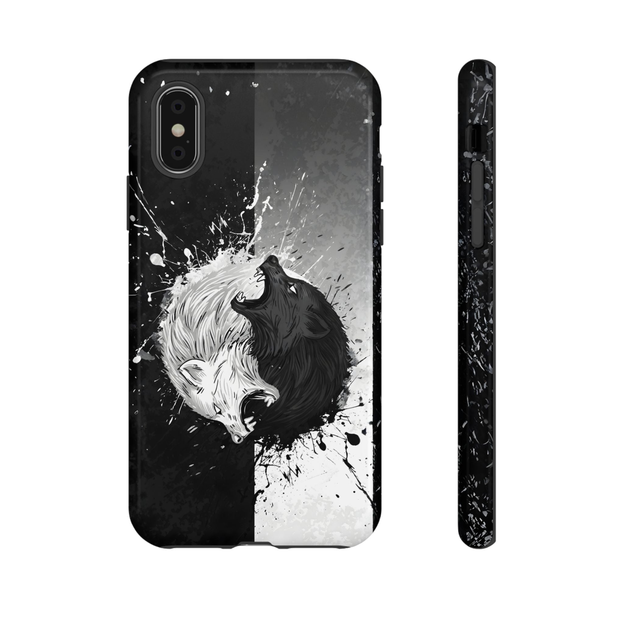 Yin Yang Wolf Phone Case - Dual Layer Protective Cover iPhone X Glossy Tough Cases