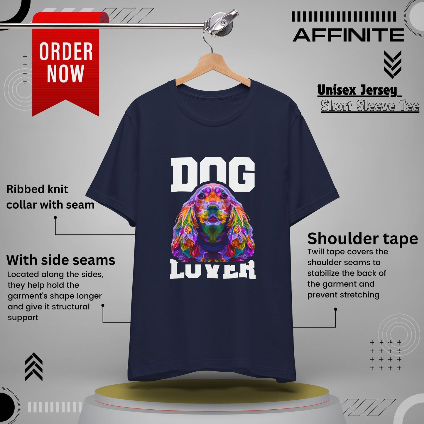 T-Shirt Dog Lover Graphic Tee | Unisex Short Sleeve T-Shirt for Dog Enthusiasts Navy