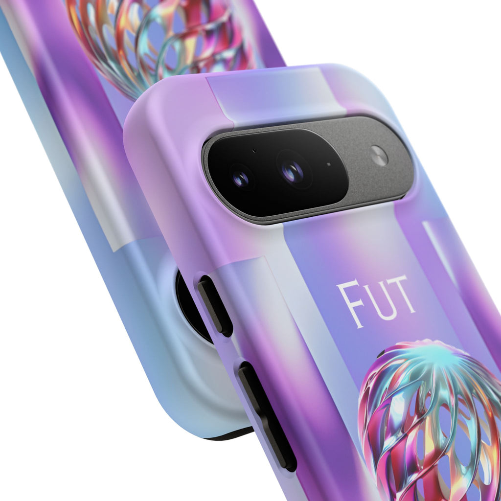 Futuristic Gradient Tough Case – 'Future is Now' 3D Design | Shockproof & UV Protected