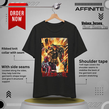 T-Shirt Marvel T Shirt - Deadpool Graphic Tee (Unisex Cotton) Black Heather