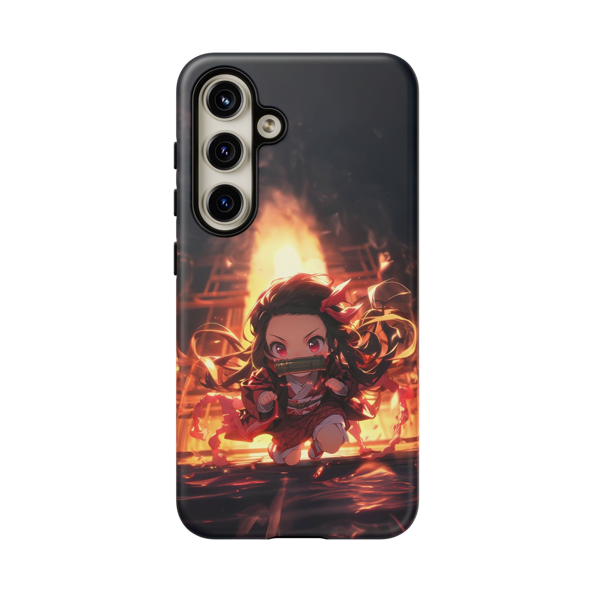 Chibi Nezuko Kamado Tough Phone Case – Anime Protective Case for iPhone & Samsung, UV Resistant, Durable & Stylish