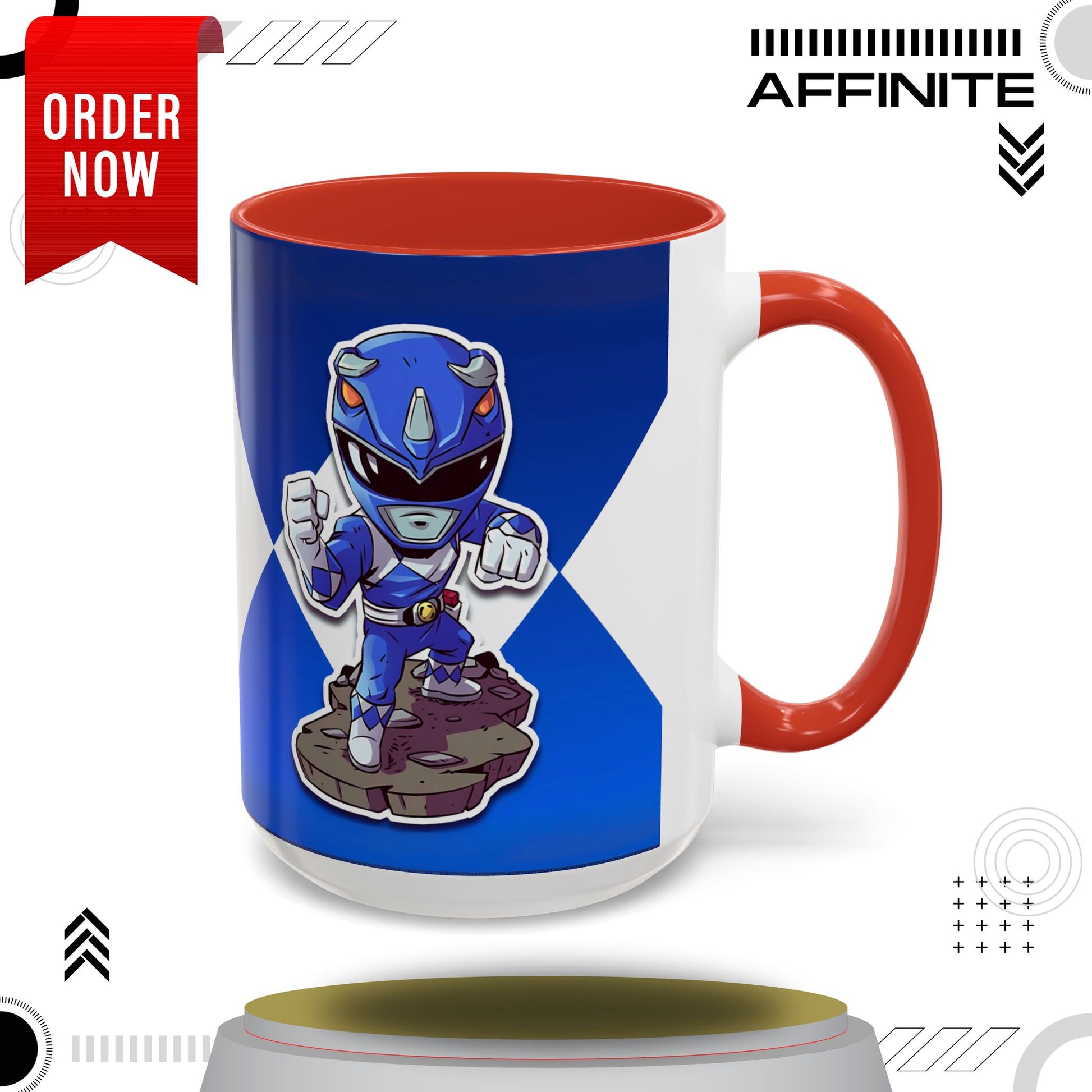 Mug Mighty Morphin Power Rangers Blue Ranger Ceramic Mug - 11oz & 15oz Coffee Mug - Accent Mug for Pop Culture Fans 15oz Red