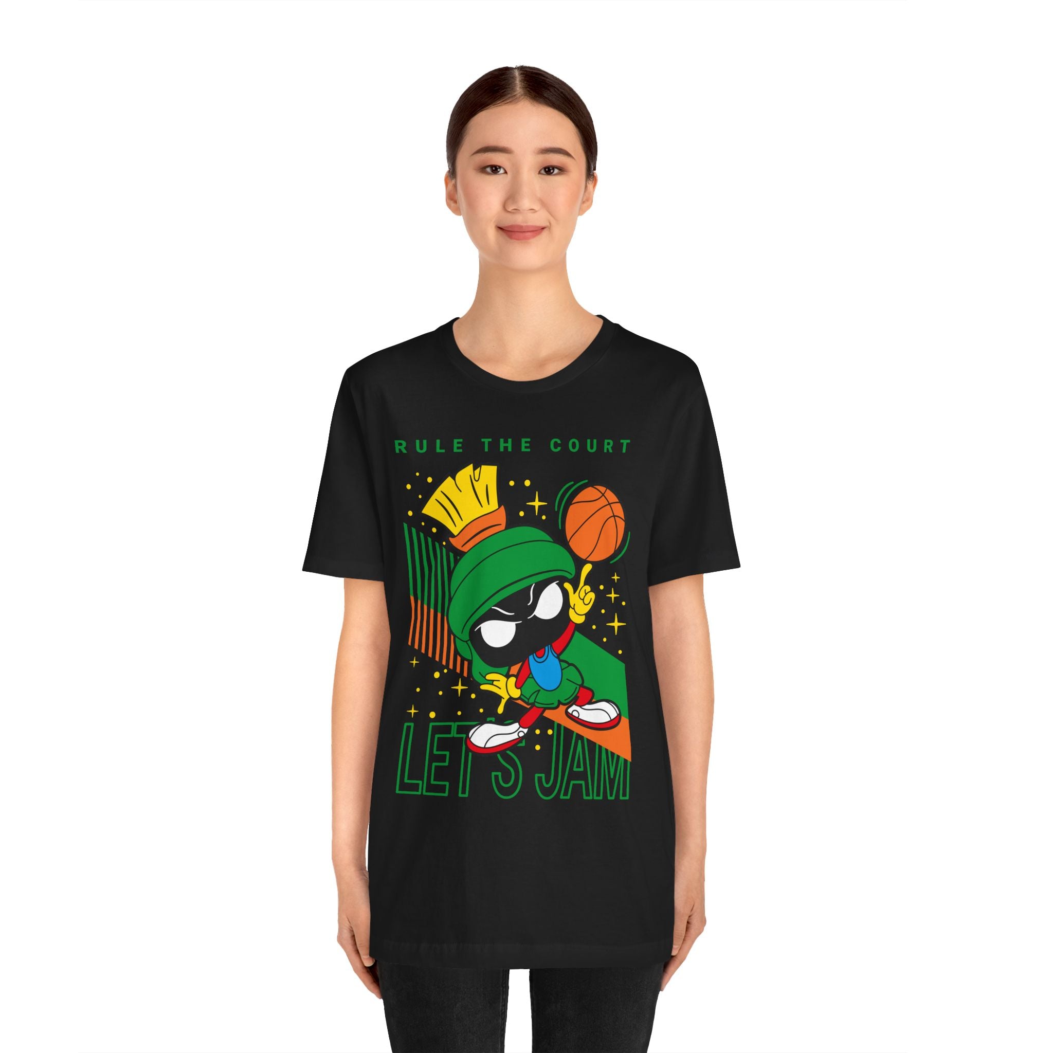 Cartoon Marvin Basketball Graphic Tee - "Rule the Court, Let's Jam!"