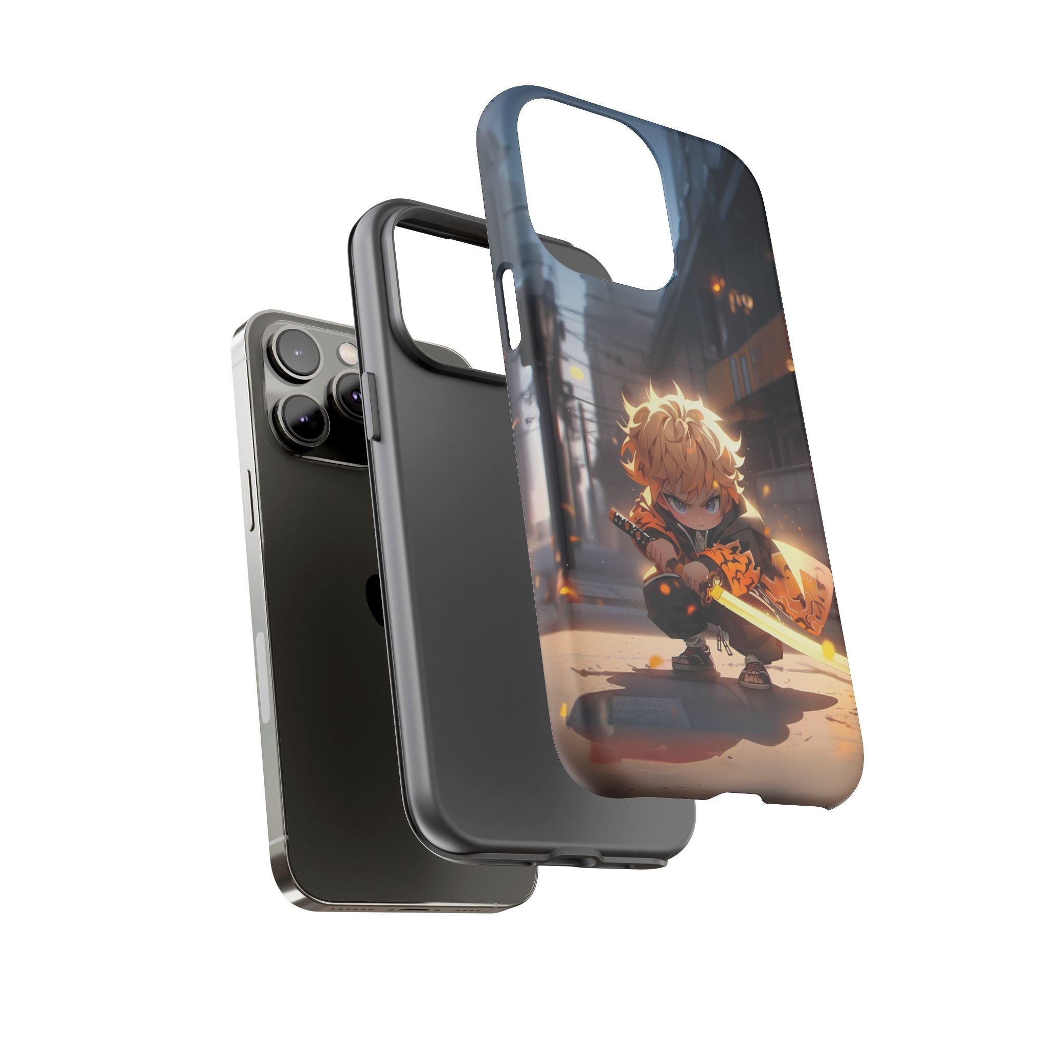 Chibi Zenitsu Lightning Tough Phone Case – Anime Protective Case for iPhone & Samsung, UV Resistant, Durable & Stylish