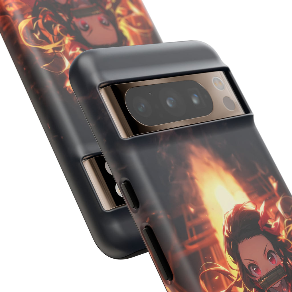 Chibi Nezuko Kamado Tough Phone Case – Anime Protective Case for iPhone & Samsung, UV Resistant, Durable & Stylish