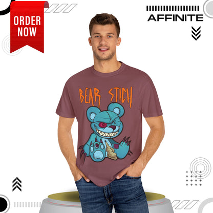 T-Shirt Bear Stick T-Shirt - Fun Garment-Dyed Graphic Tee (S-4XL) | Comfort Colors®