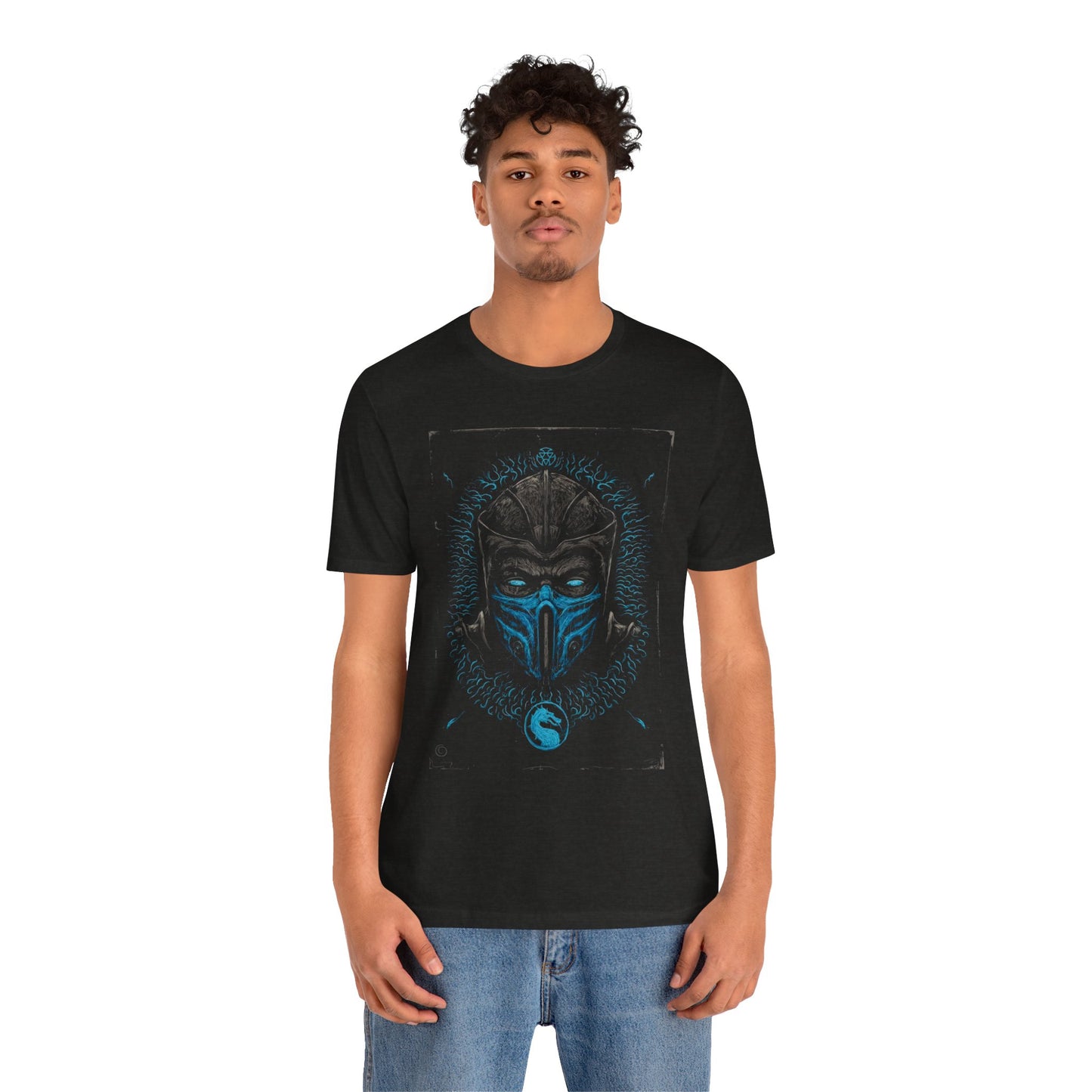 T-Shirt Epic Gamer Tee | Blue Flame Masked Warrior