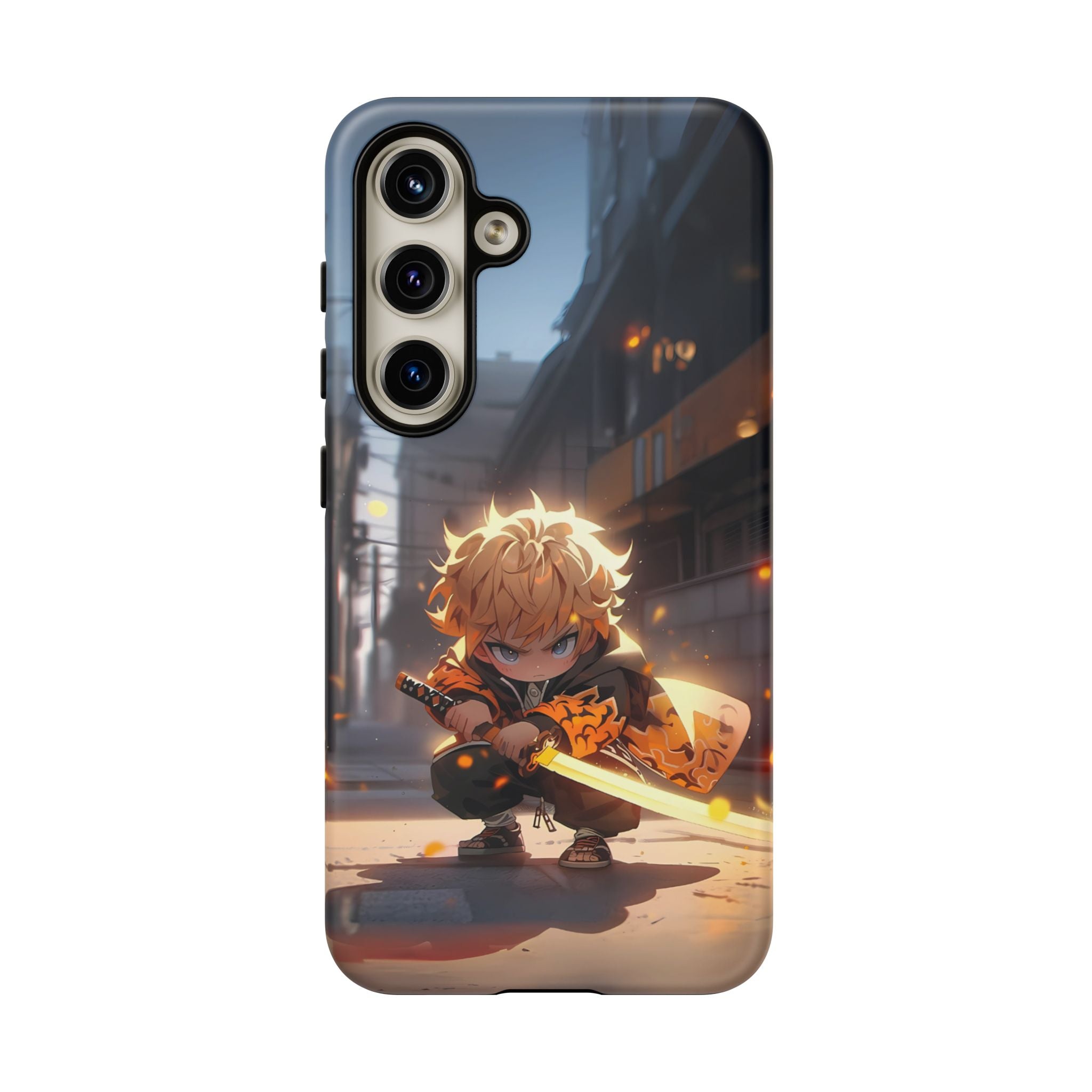 Chibi Zenitsu Lightning Tough Phone Case – Anime Protective Case for iPhone & Samsung, UV Resistant, Durable & Stylish