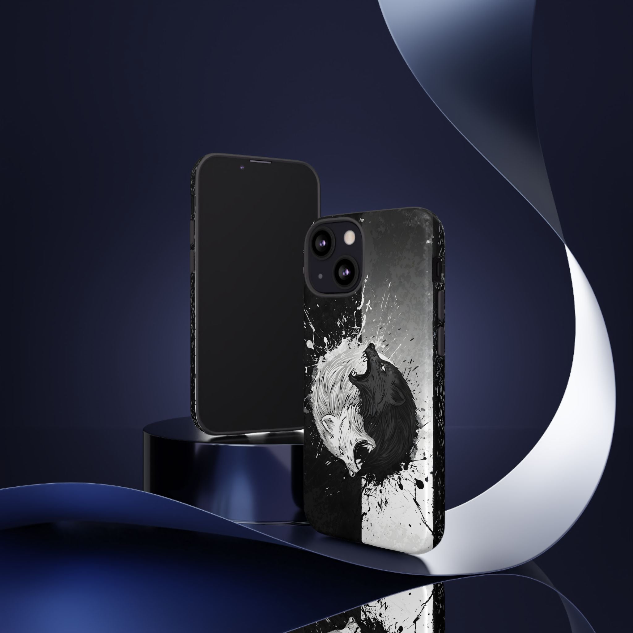 Yin Yang Wolf Phone Case - Dual Layer Protective Cover Tough Cases