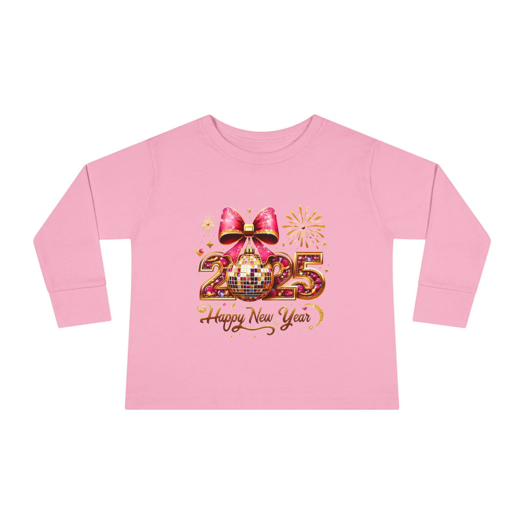 Toddler Long Sleeve Tee - 2025 Happy New Year Disco Design