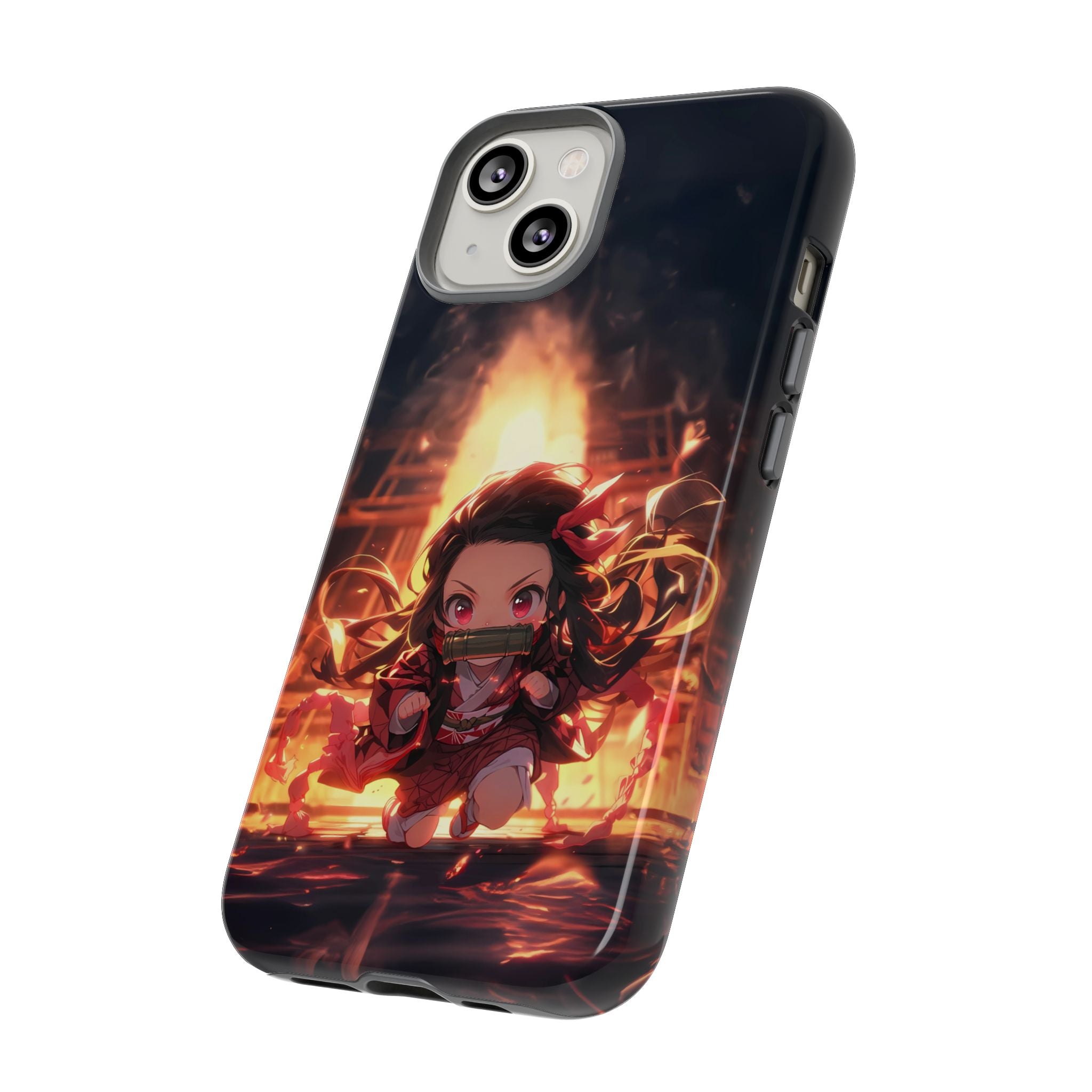 Chibi Nezuko Kamado Tough Phone Case – Anime Protective Case for iPhone & Samsung, UV Resistant, Durable & Stylish