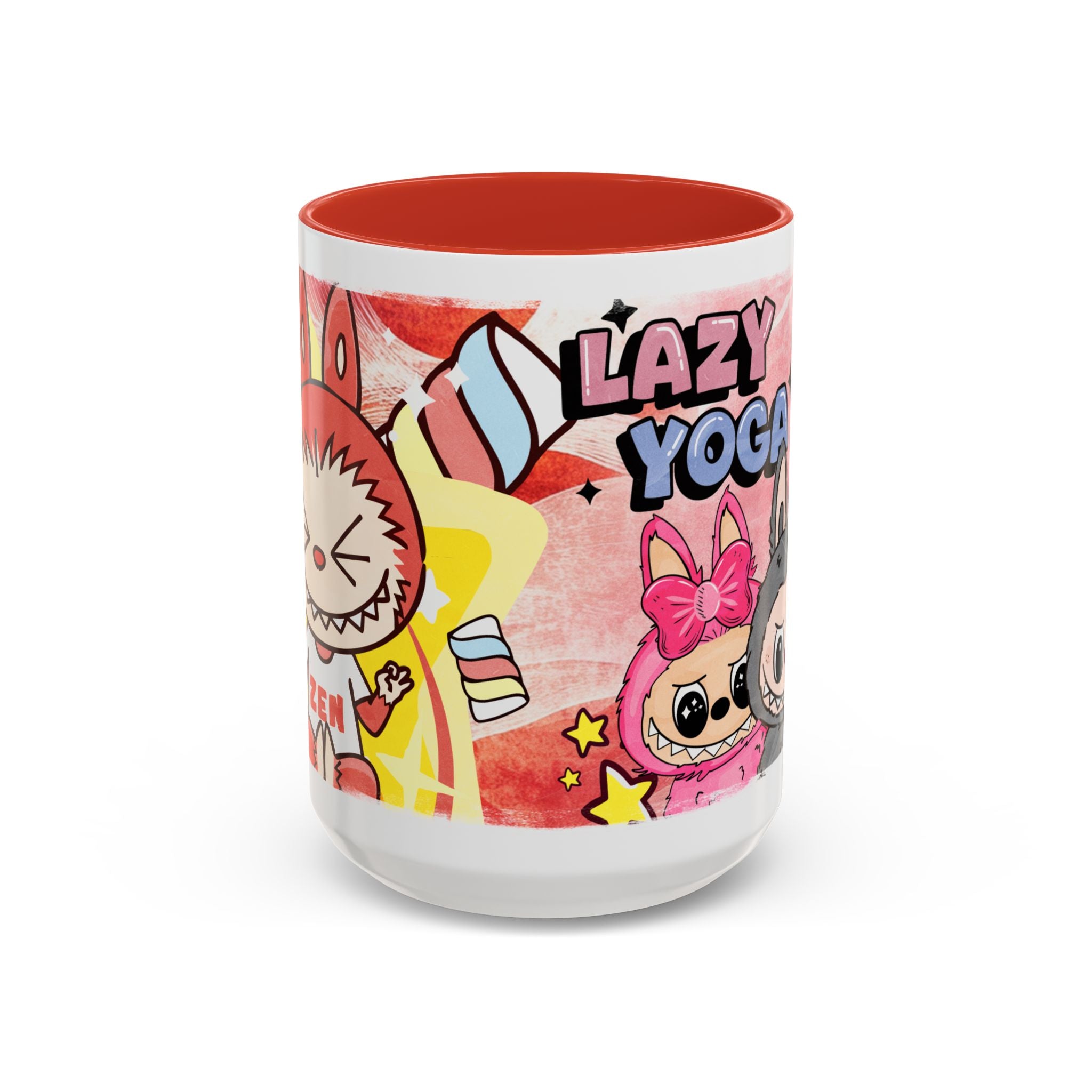 Lazy Yoga Labubu Cartoon Accent Coffee Mug - Fun and Playful Design for Coffee Lovers