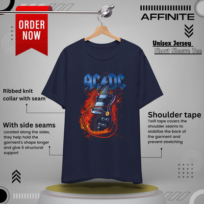 T-Shirt Rock In T Shirt - AC/DC Graphic Tee (Unisex Rock Shirt) Navy