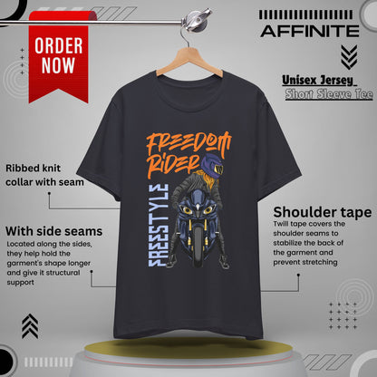 T-Shirt Freedom Rider Motorbike Unisex Short Sleeve Tee - Stylish & Bold Biker Tee Dark Grey