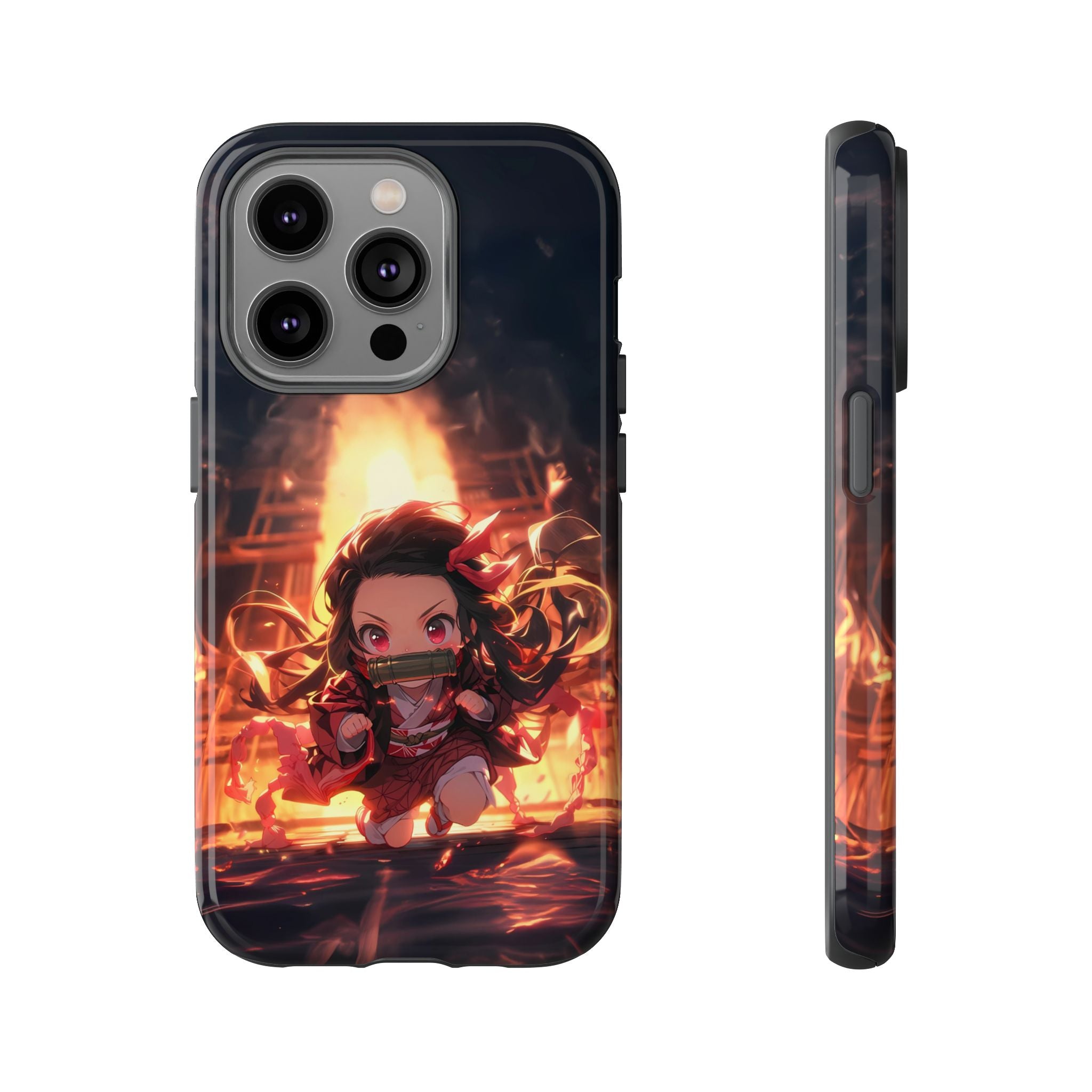 Chibi Nezuko Kamado Tough Phone Case – Anime Protective Case for iPhone & Samsung, UV Resistant, Durable & Stylish