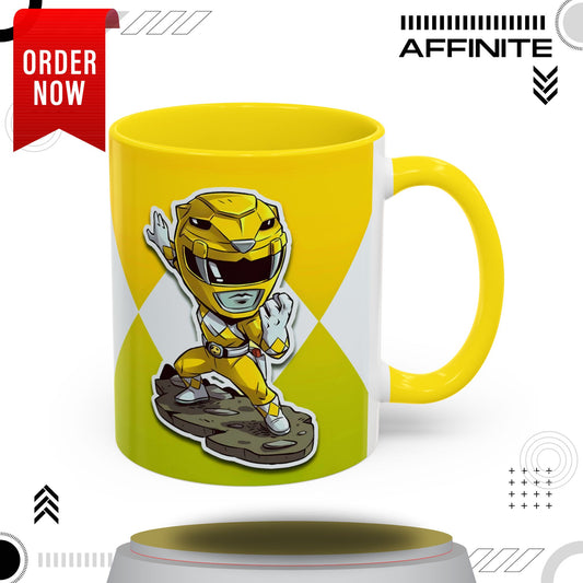 Mug Mighty Morphin Power Rangers Yellow Ranger Ceramic Mug - 11oz & 15oz Coffee Mug - Accent Mug for Pop Culture Fans 11oz Yellow