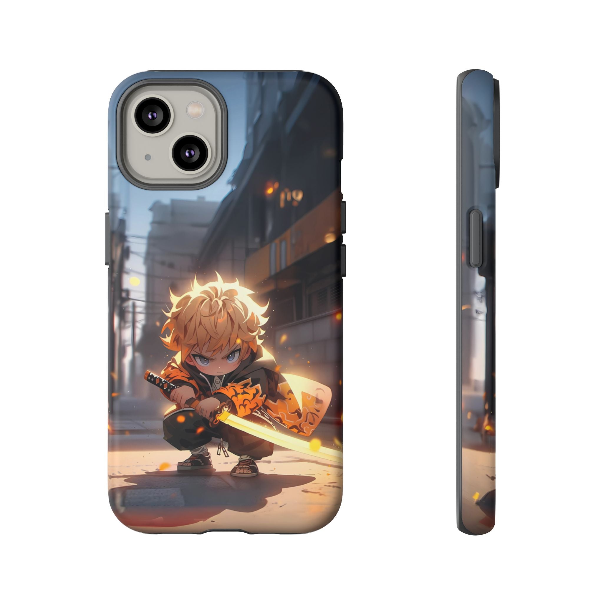 Chibi Zenitsu Lightning Tough Phone Case – Anime Protective Case for iPhone & Samsung, UV Resistant, Durable & Stylish