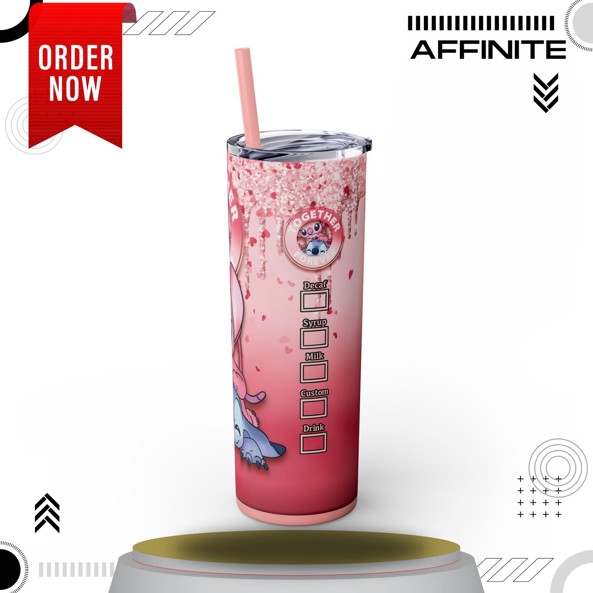 Tumblers Lilo and Stitch Glitter Tumbler - 20oz Disney 'Together Forever' Cup