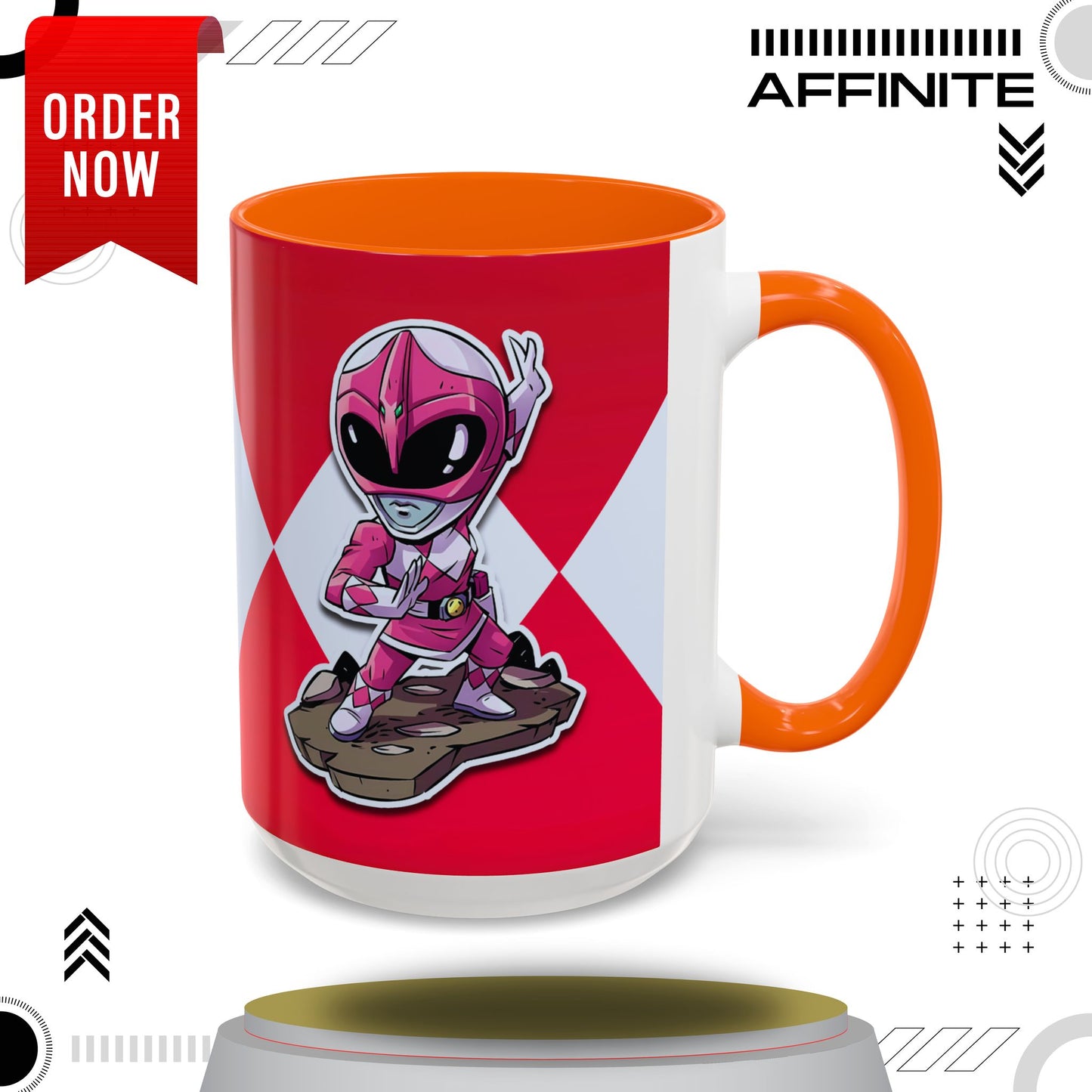 Mug Mighty Morphin Power Rangers Pink Ranger Ceramic Mug - 11oz & 15oz Coffee Mug - Accent Mug for Pop Culture Fans 15oz Orange