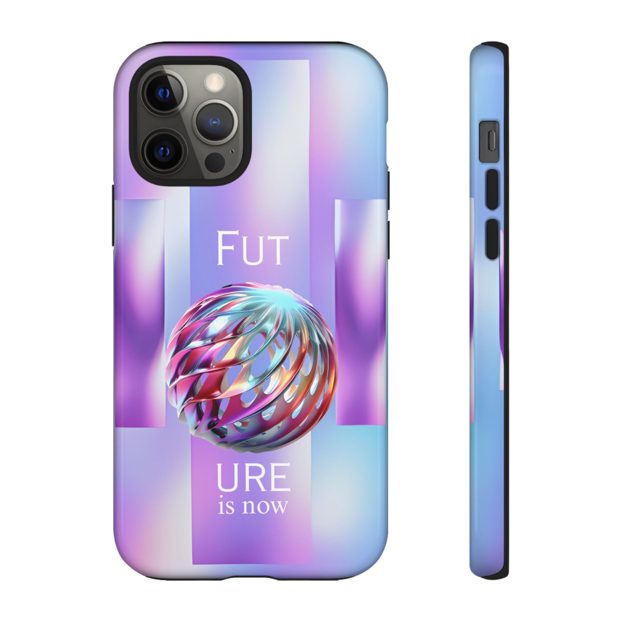 Futuristic Gradient Tough Case – 'Future is Now' 3D Design | Shockproof & UV Protected