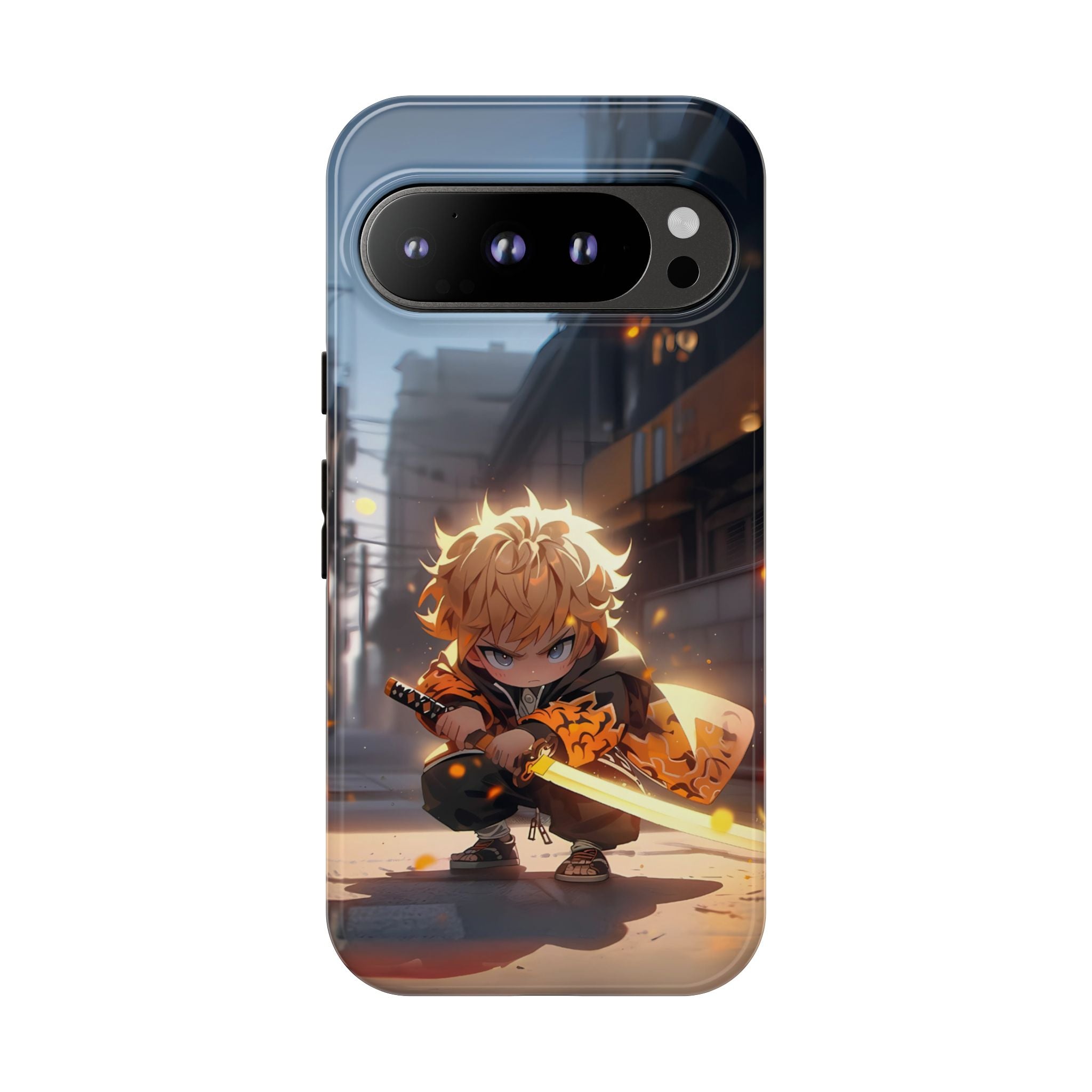 Chibi Zenitsu Lightning Tough Phone Case – Anime Protective Case for iPhone & Samsung, UV Resistant, Durable & Stylish