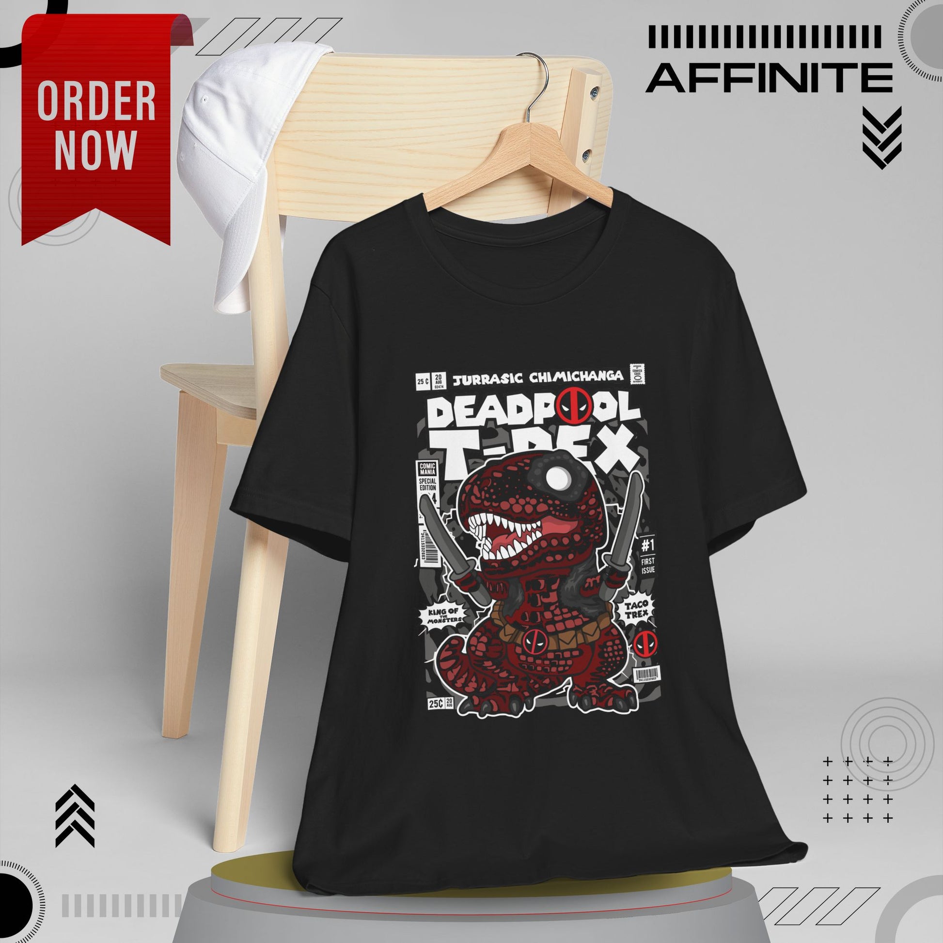 T-Shirt Deadpool T-Rex Unisex Jersey Tee - Fun Graphic T-Shirt for Comic Fans - Jurassic Chichanga