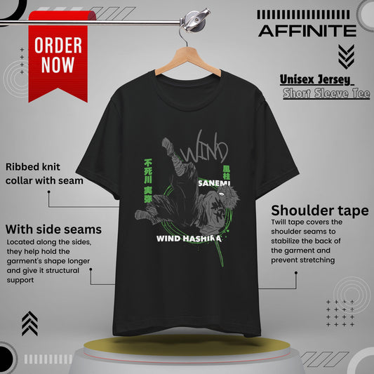T-Shirt Sanemi Wind Hashira Shirt - Official Demon Slayer Merch (Unisex Anime Tee) Black
