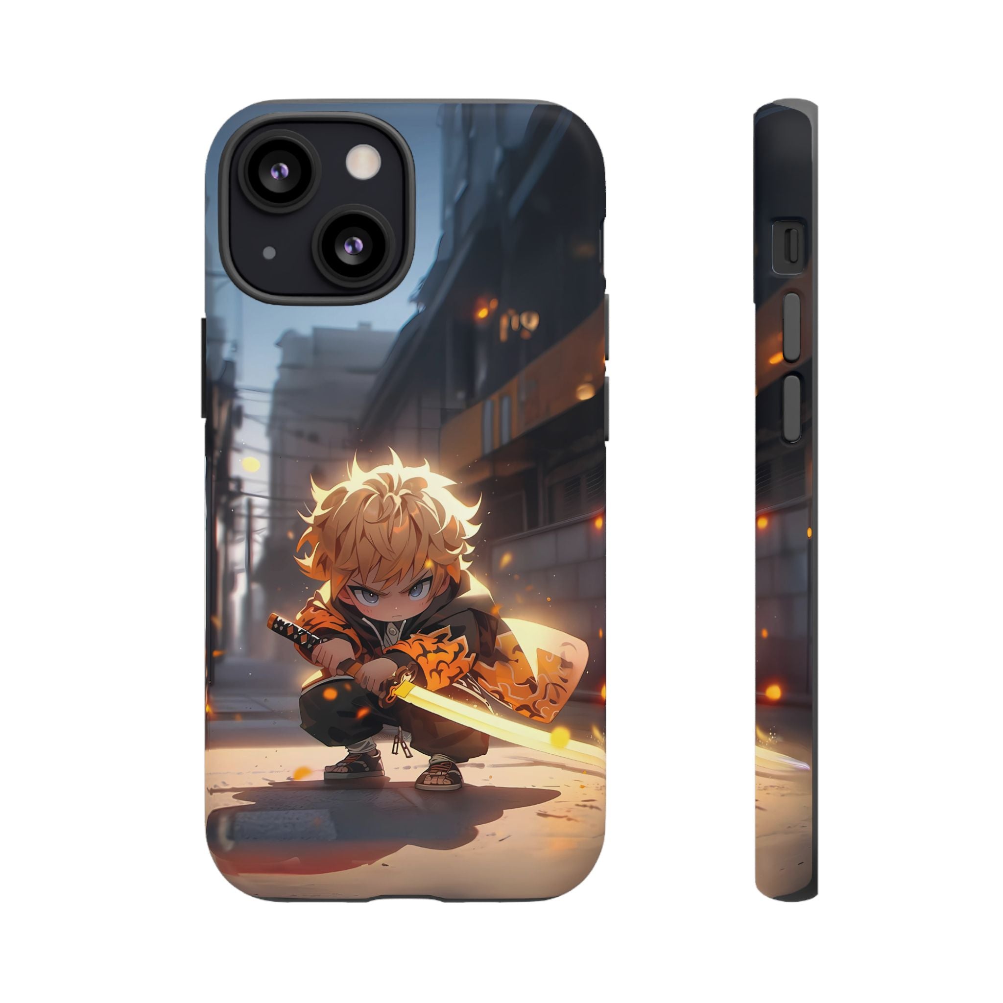 Chibi Zenitsu Lightning Tough Phone Case – Anime Protective Case for iPhone & Samsung, UV Resistant, Durable & Stylish
