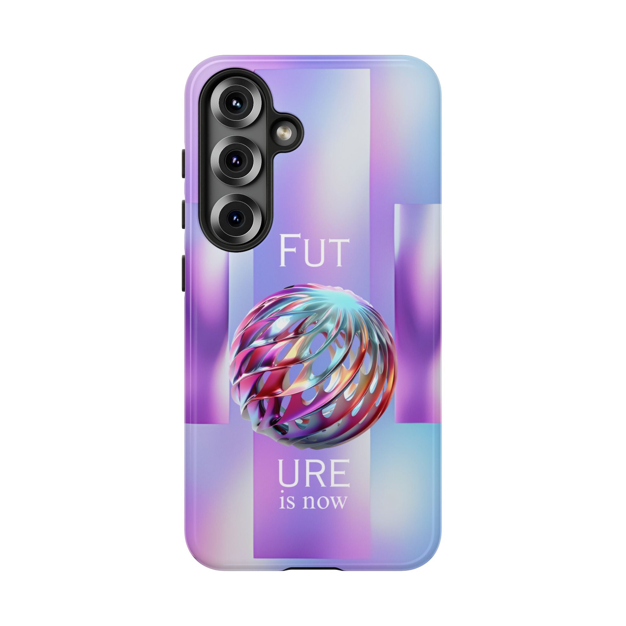 Futuristic Gradient Tough Case – 'Future is Now' 3D Design | Shockproof & UV Protected