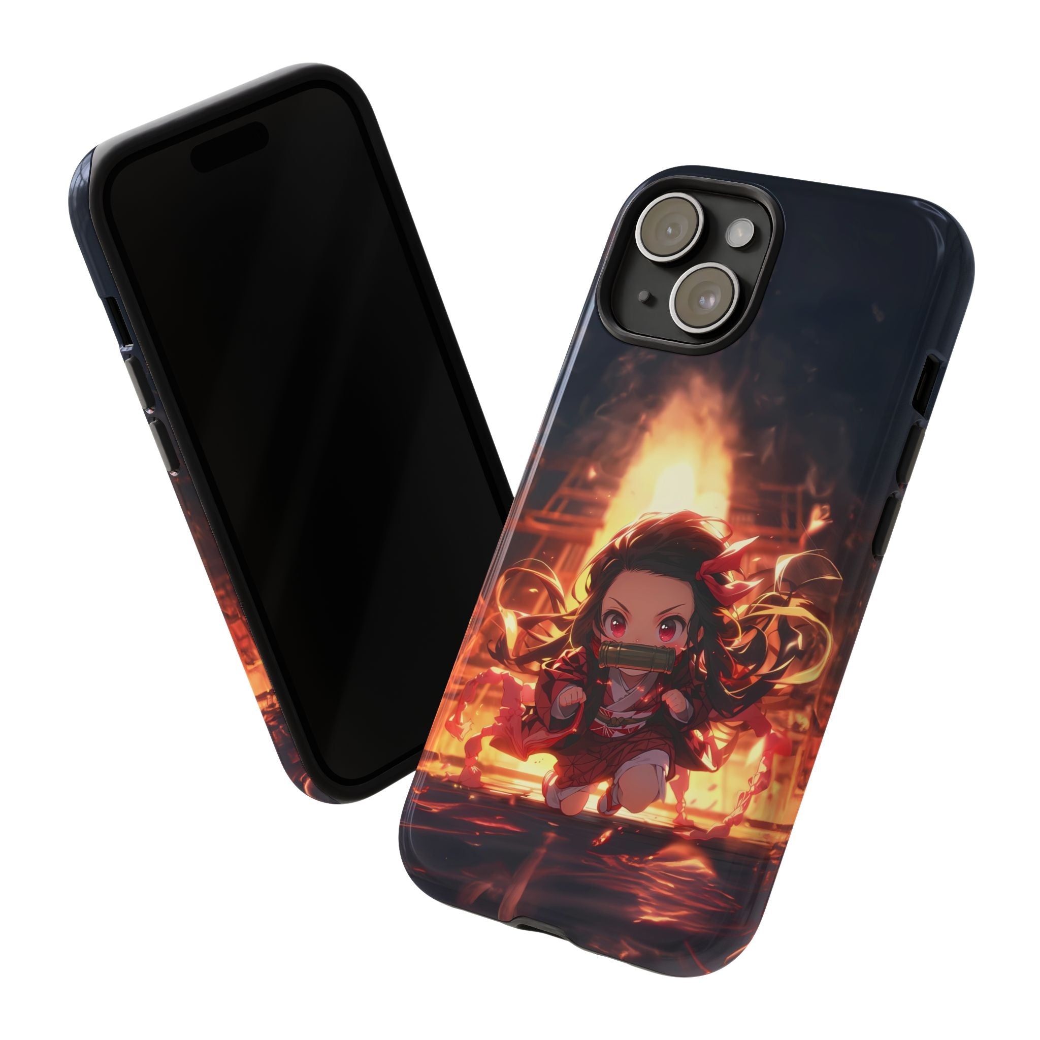 Chibi Nezuko Kamado Tough Phone Case – Anime Protective Case for iPhone & Samsung, UV Resistant, Durable & Stylish