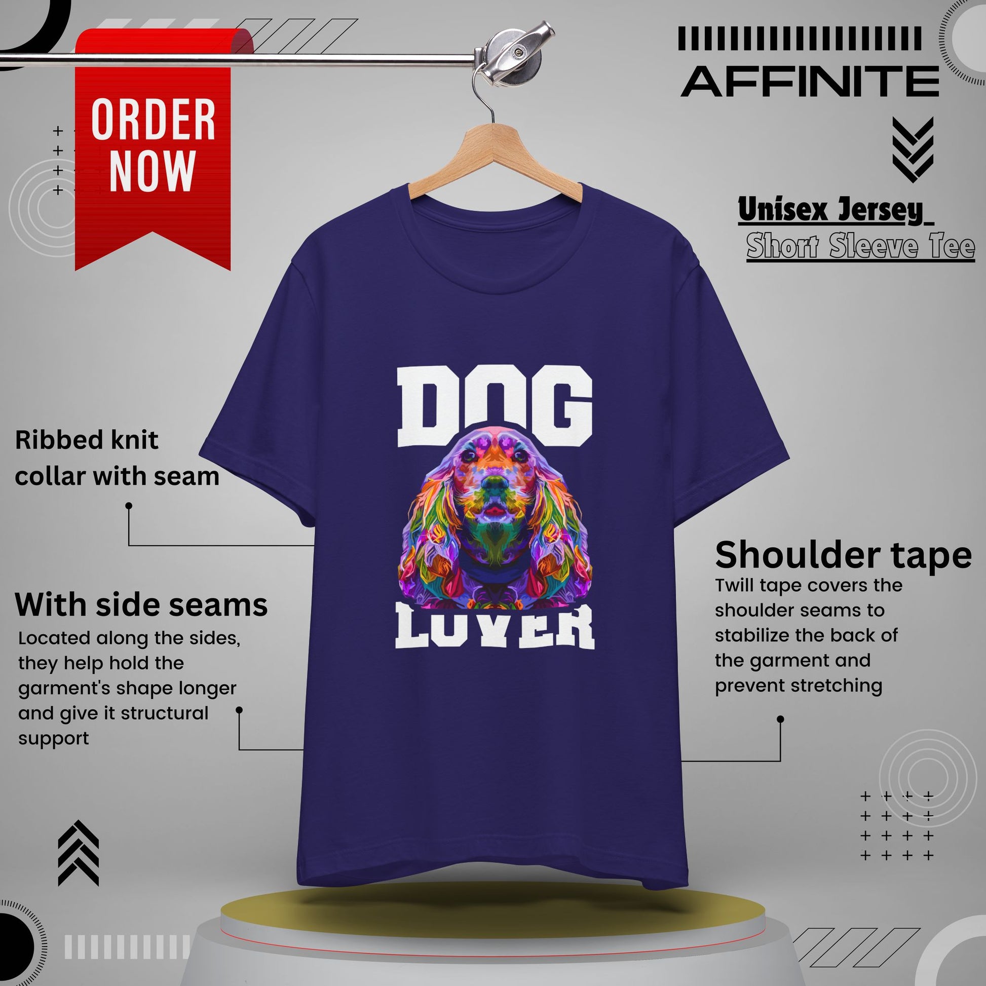 T-Shirt Dog Lover Graphic Tee | Unisex Short Sleeve T-Shirt for Dog Enthusiasts Team Navy