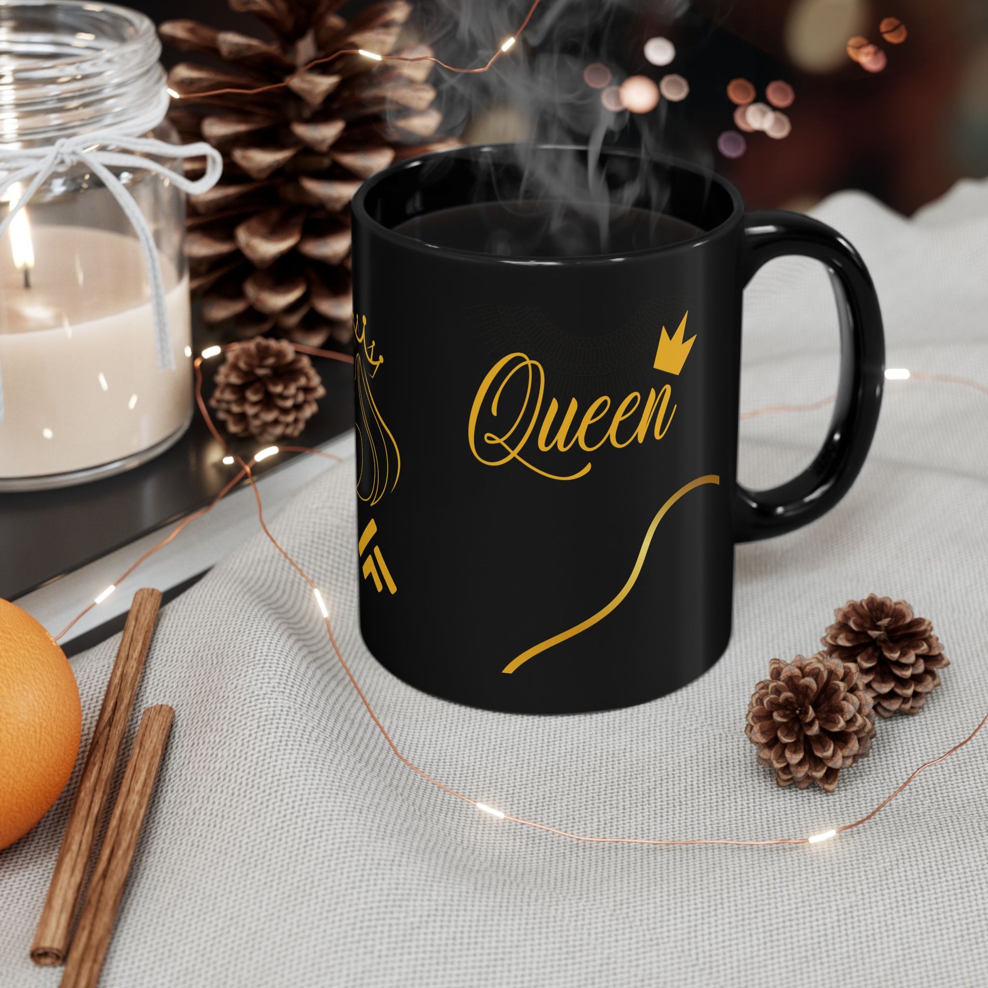 Mug Queen Black Mug 11oz, 15oz - Perfect Gift for Her, Elegant Coffee Cup