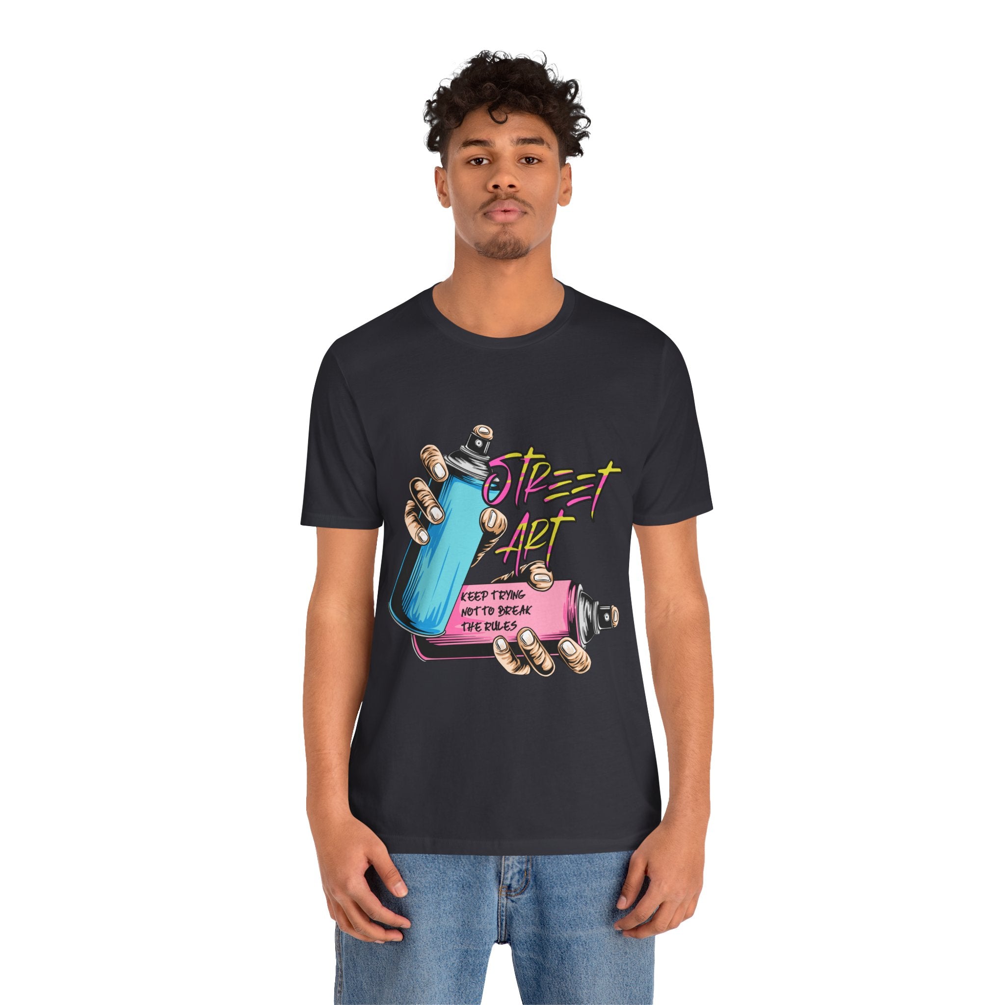 Street Art Graphic Tee – Keep Trying Motivational Unisex Shirt | Soft Cotton for Artists & Rebels