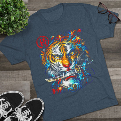 T-Shirt Cotton Graphic Tee - Fearless Tiger Tri-Blend Crew (Unisex)