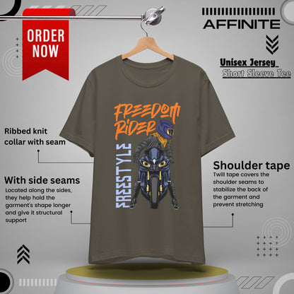 T-Shirt Freedom Rider Motorbike Unisex Short Sleeve Tee - Stylish & Bold Biker Tee Army