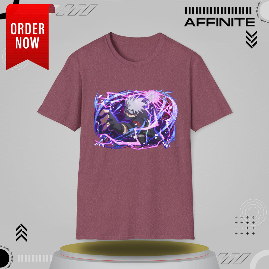 T-Shirt Unisex Softstyle T-Shirt - Bold Anime Kakashi Graphics Heather Maroon
