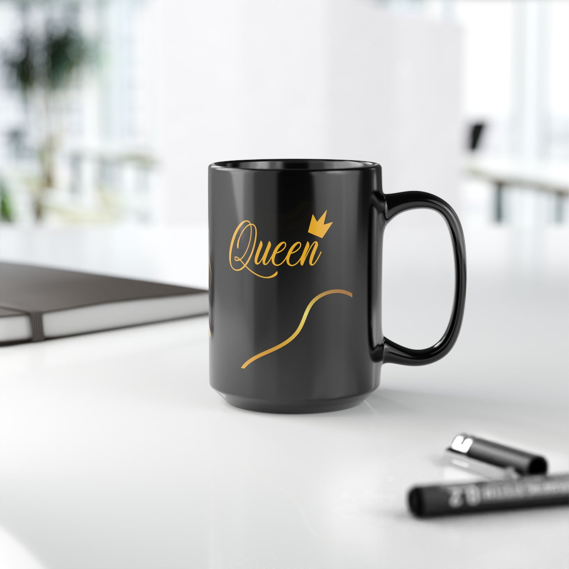 Mug Queen Black Mug 11oz, 15oz - Perfect Gift for Her, Elegant Coffee Cup