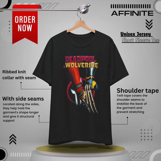 T-Shirt Deadpool & Wolverine Unisex Tee - Comic Book Style Graphic Shirt Solid Black Blend