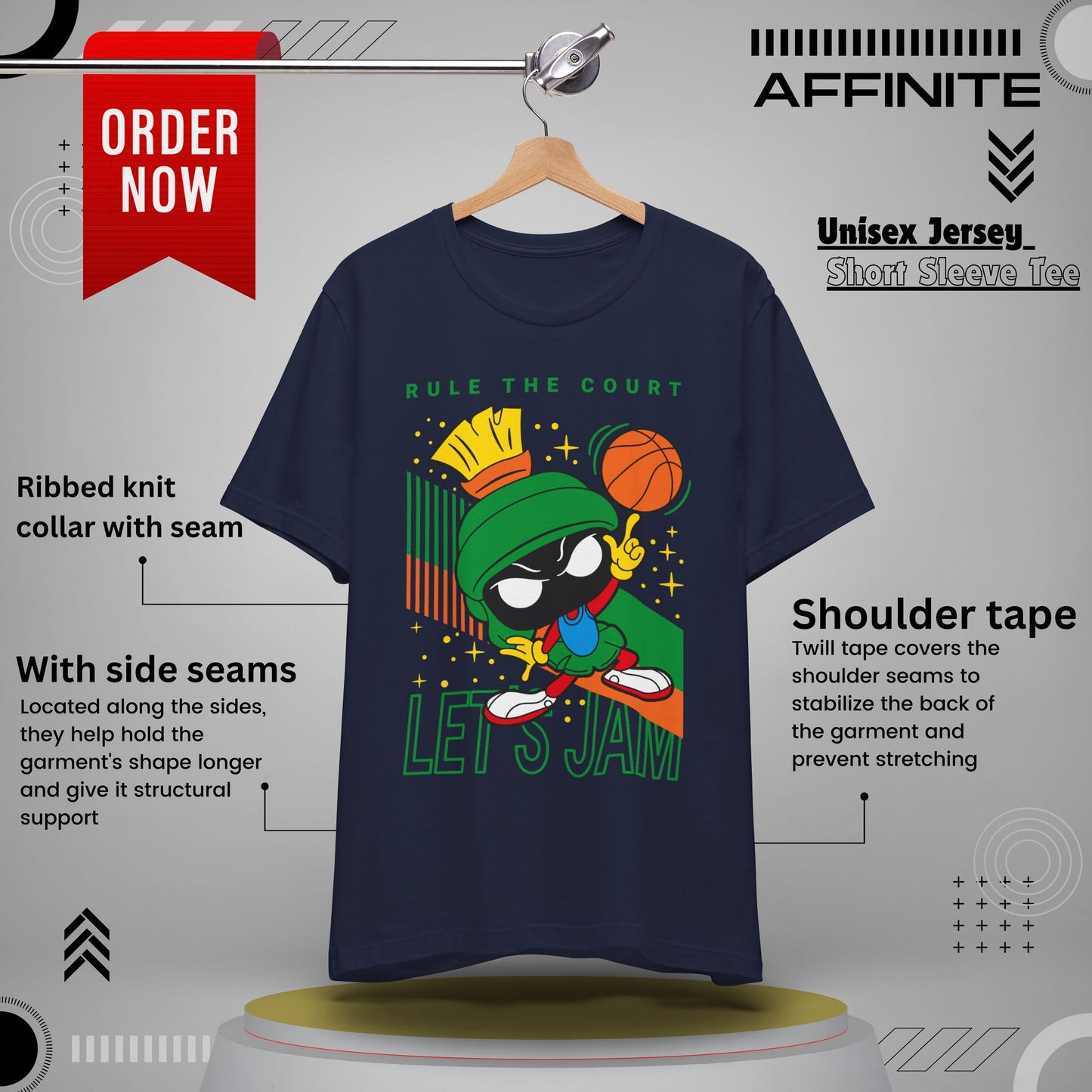 T-Shirt "Basketball Motivational T-Shirt - Rule The Court Player's Tee" Navy