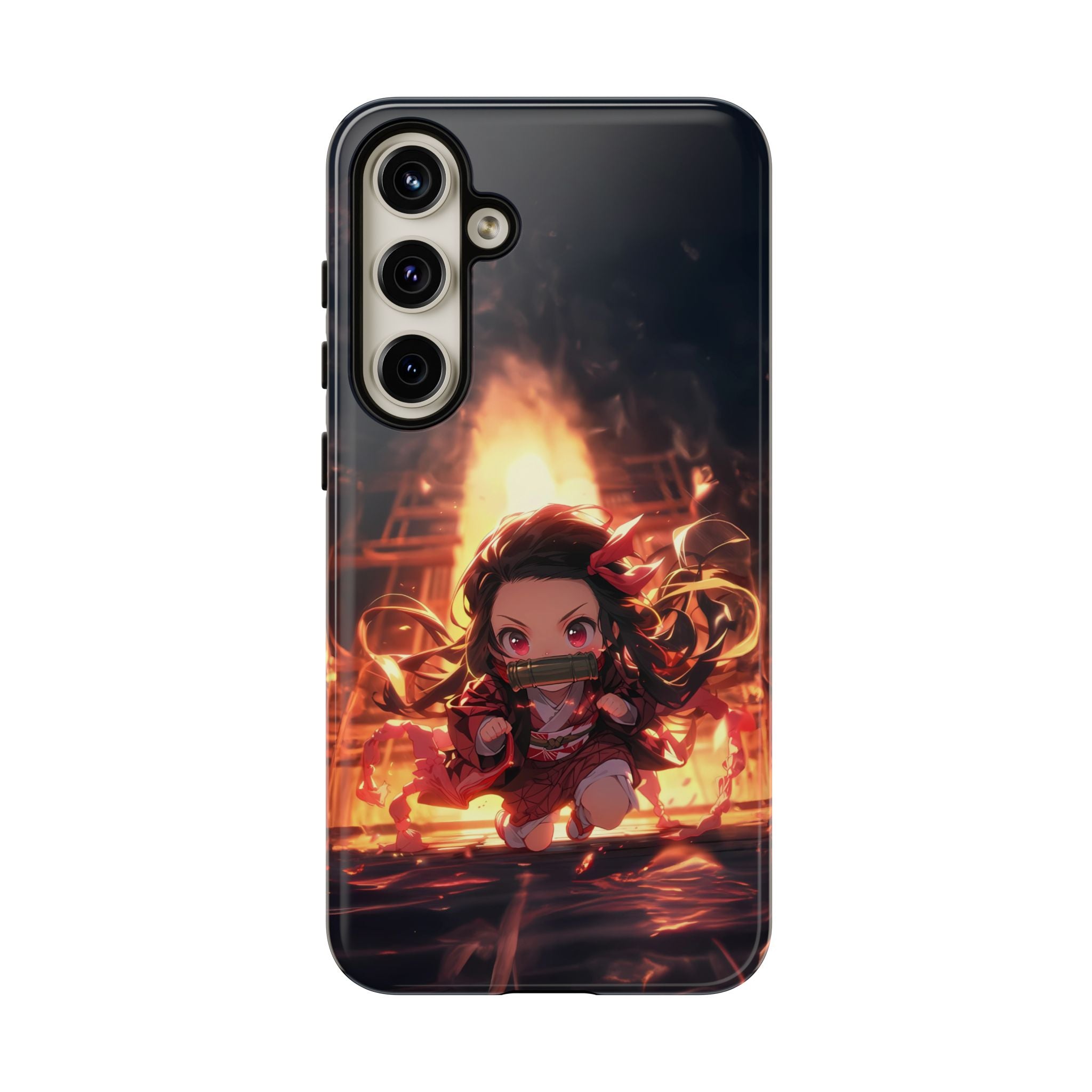 Chibi Nezuko Kamado Tough Phone Case – Anime Protective Case for iPhone & Samsung, UV Resistant, Durable & Stylish