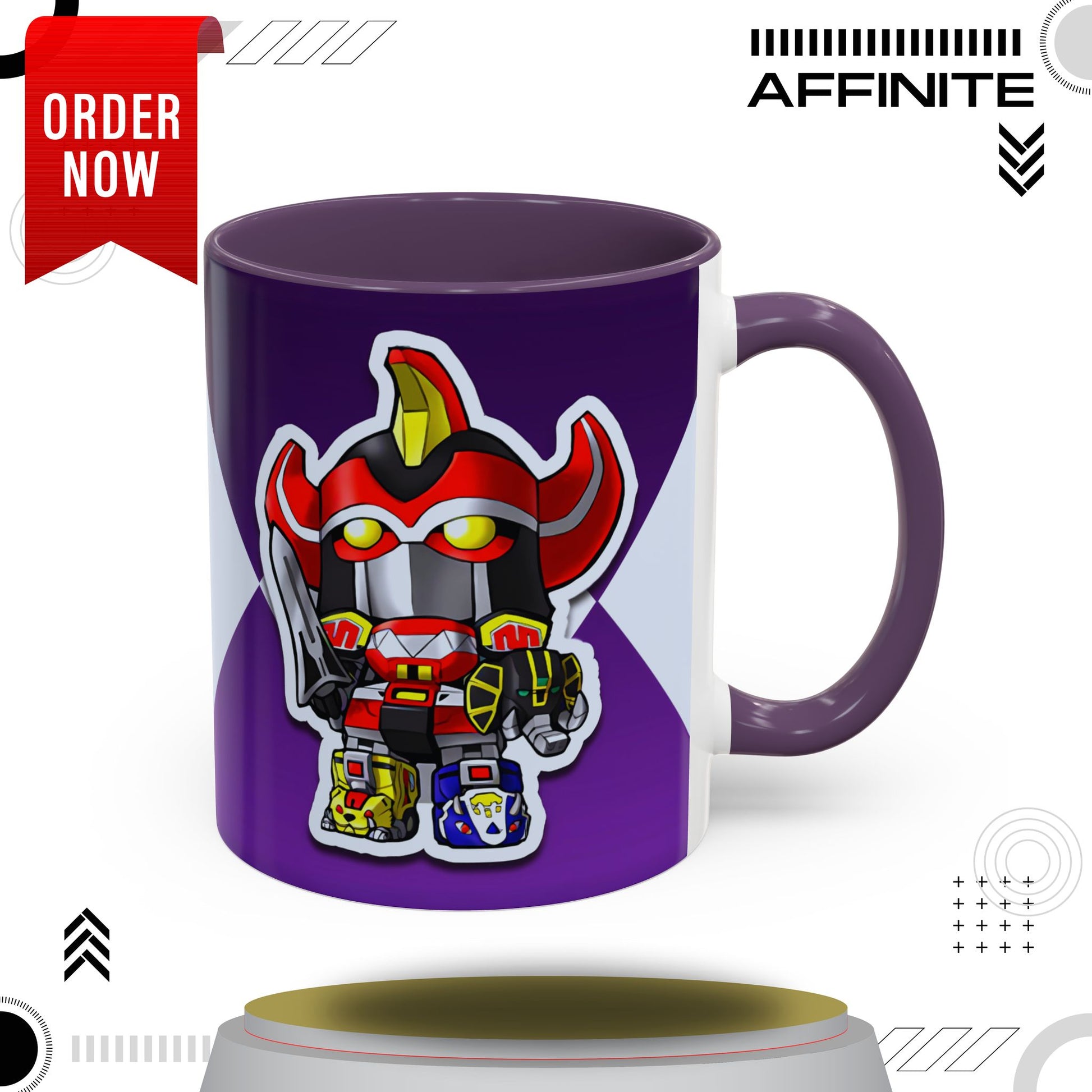 Mug Mighty Morphin Power Rangers Megazord Ceramic Mug - 11oz & 15oz Coffee Mug - Accent Mug for Pop Culture Fans 11oz Purple